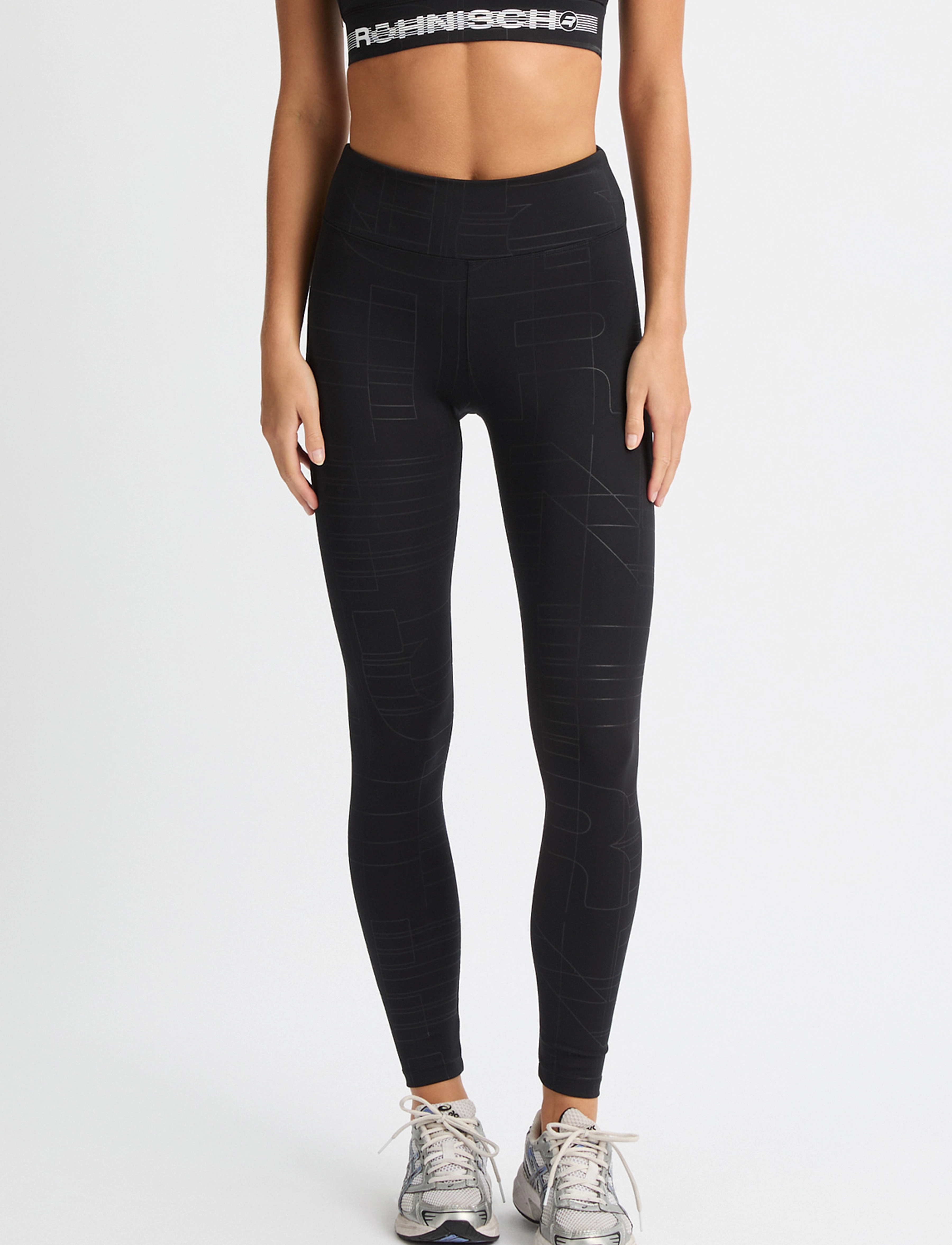 Röhnisch - Logo Effect High Waist Tights - trainingstights - black logo emboss - 2