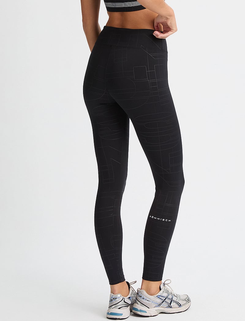 Röhnisch - Logo Effect High Waist Tights - trainingstights - black logo emboss - 3