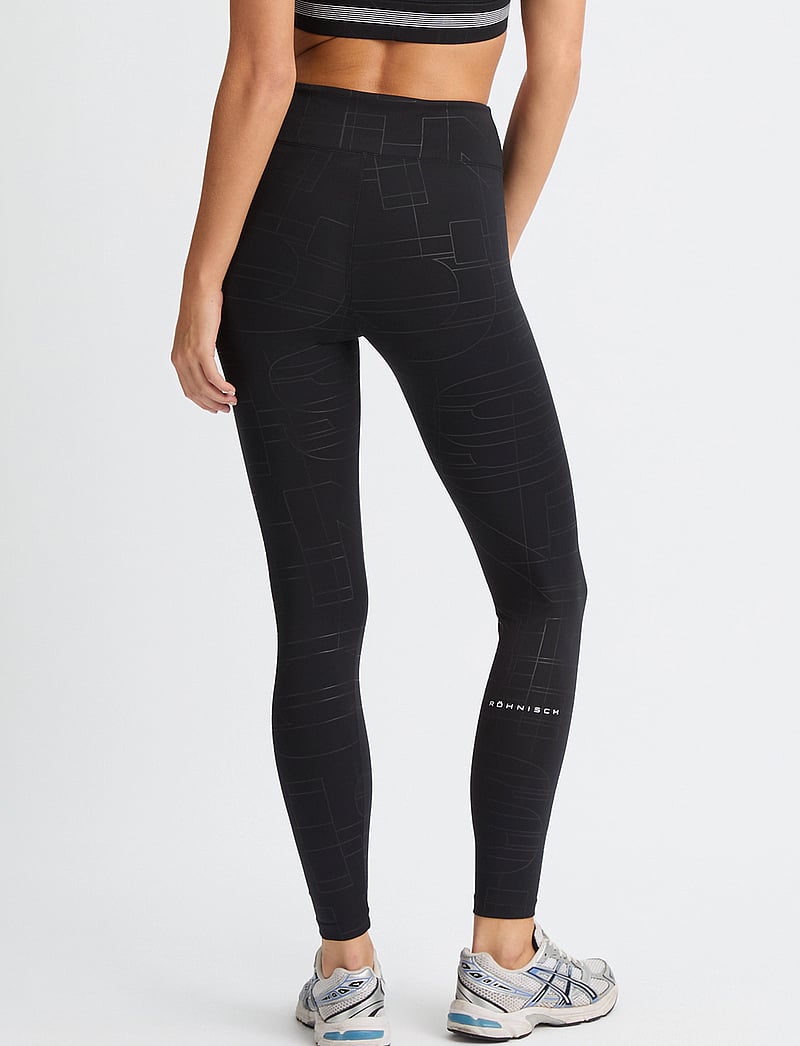 Röhnisch - Logo Effect High Waist Tights - trainingstights - black logo emboss - 4
