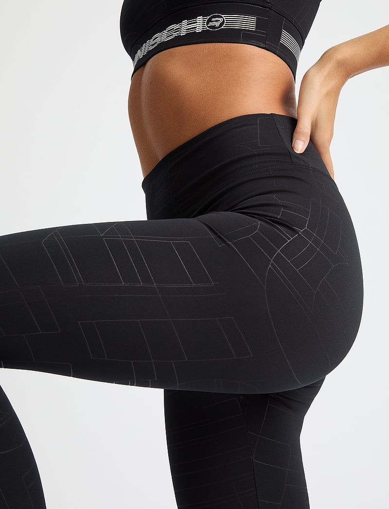 Röhnisch - Logo Effect High Waist Tights - trainingstights - black logo emboss - 5