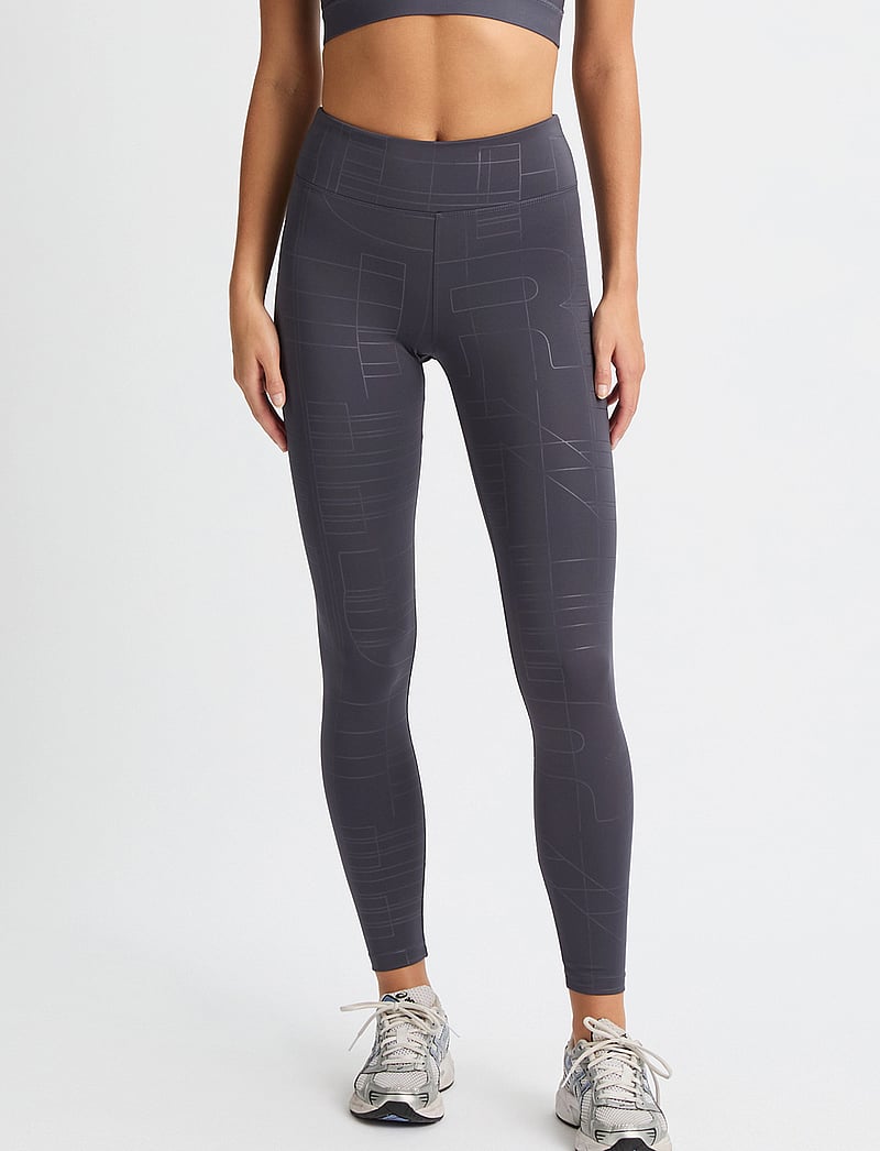 Röhnisch - Logo Effect High Waist Tights - sportinės tamprės - dk plum emboss - 2