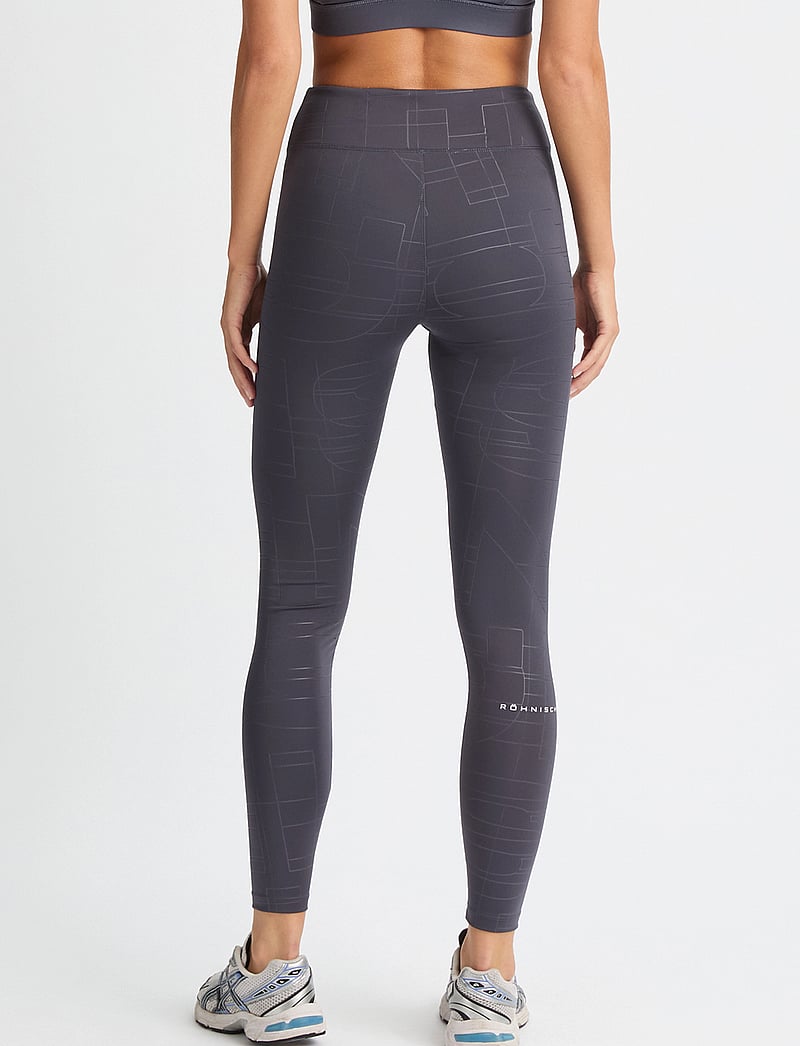 Röhnisch - Logo Effect High Waist Tights - sportinės tamprės - dk plum emboss - 3