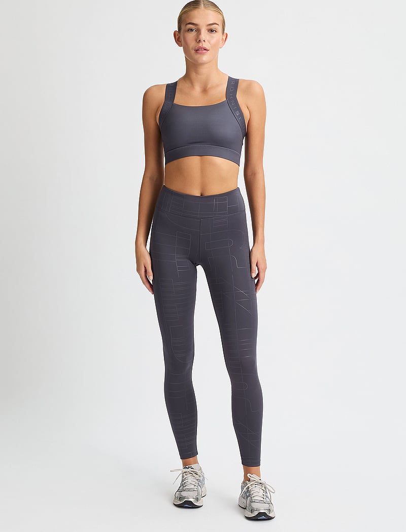 Röhnisch - Logo Effect High Waist Tights - sportinės tamprės - dk plum emboss - 4