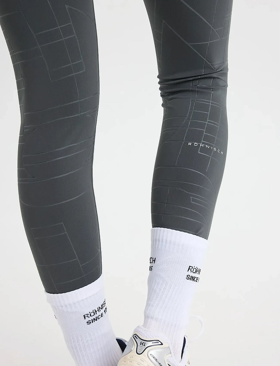 Röhnisch - Logo Effect High Waist Tights - Æfingabuxur - grey emblem emboss - 3