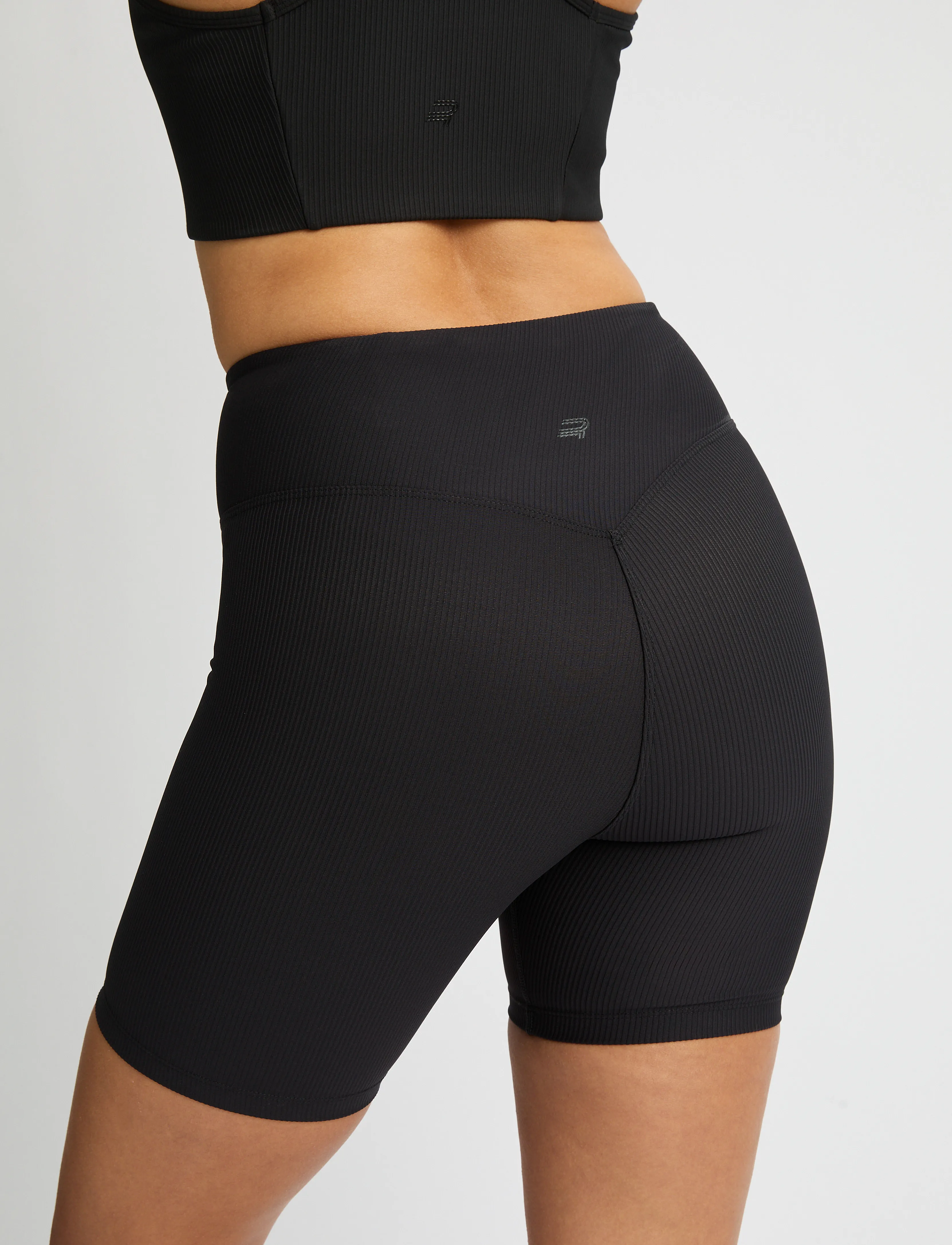 Röhnisch Ribbed R Bike Hw Tights, Kvinder, Ribbede Højtaljede Biker Shorts, Sort, Str: S
