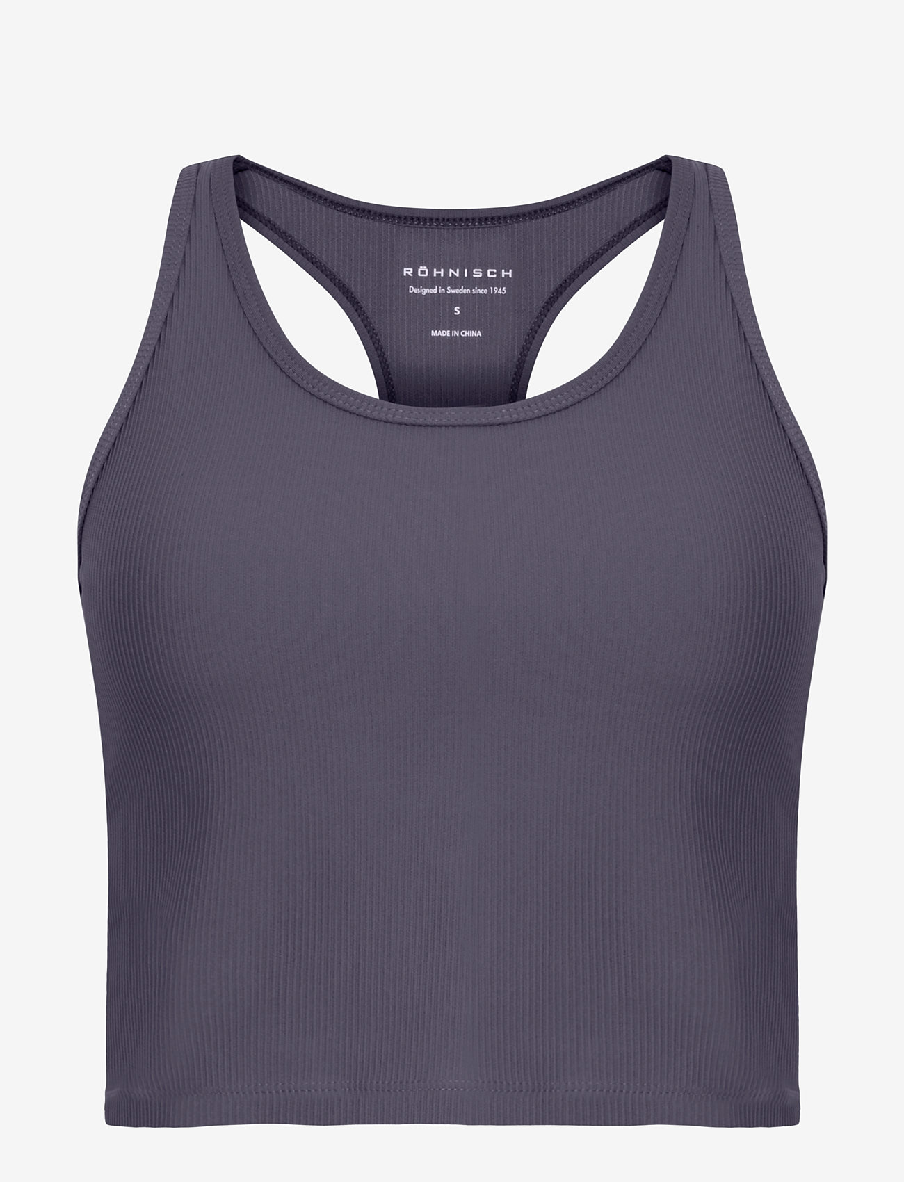 Röhnisch - Ribbed R Tank - crop tops - dk grey plum - 1