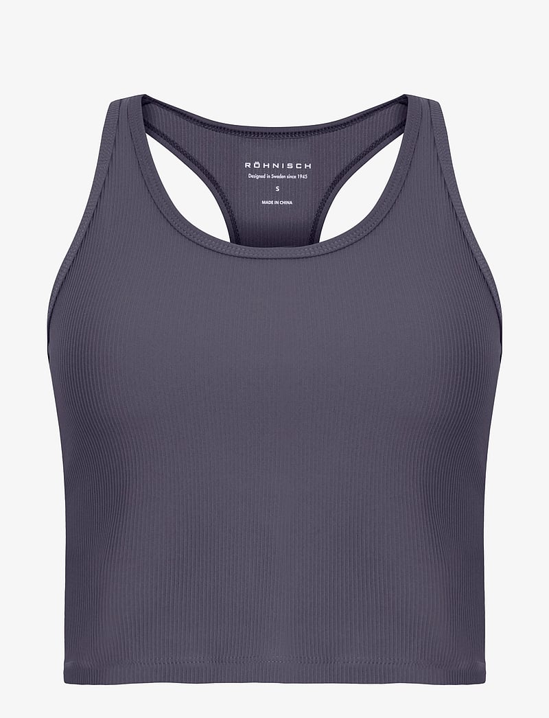 Röhnisch - Ribbed R Tank - crop tops - dk grey plum - 1