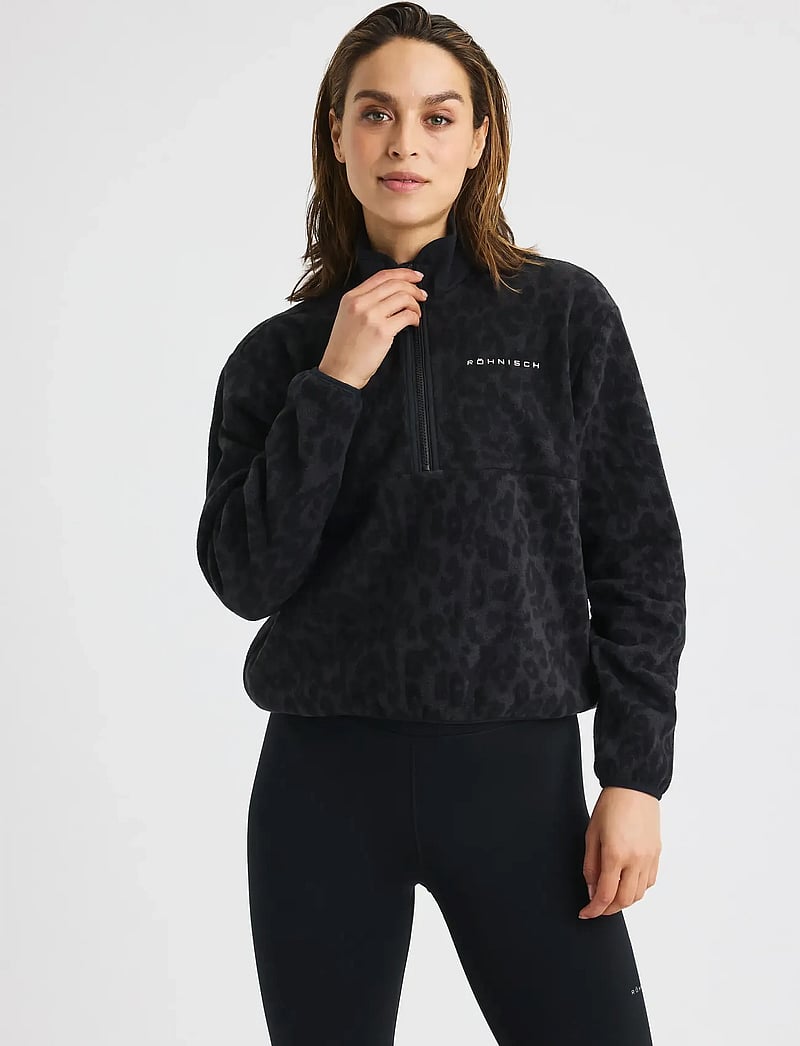 Röhnisch - Thermal Half Zip Fleece - tops - grey leo print - 0
