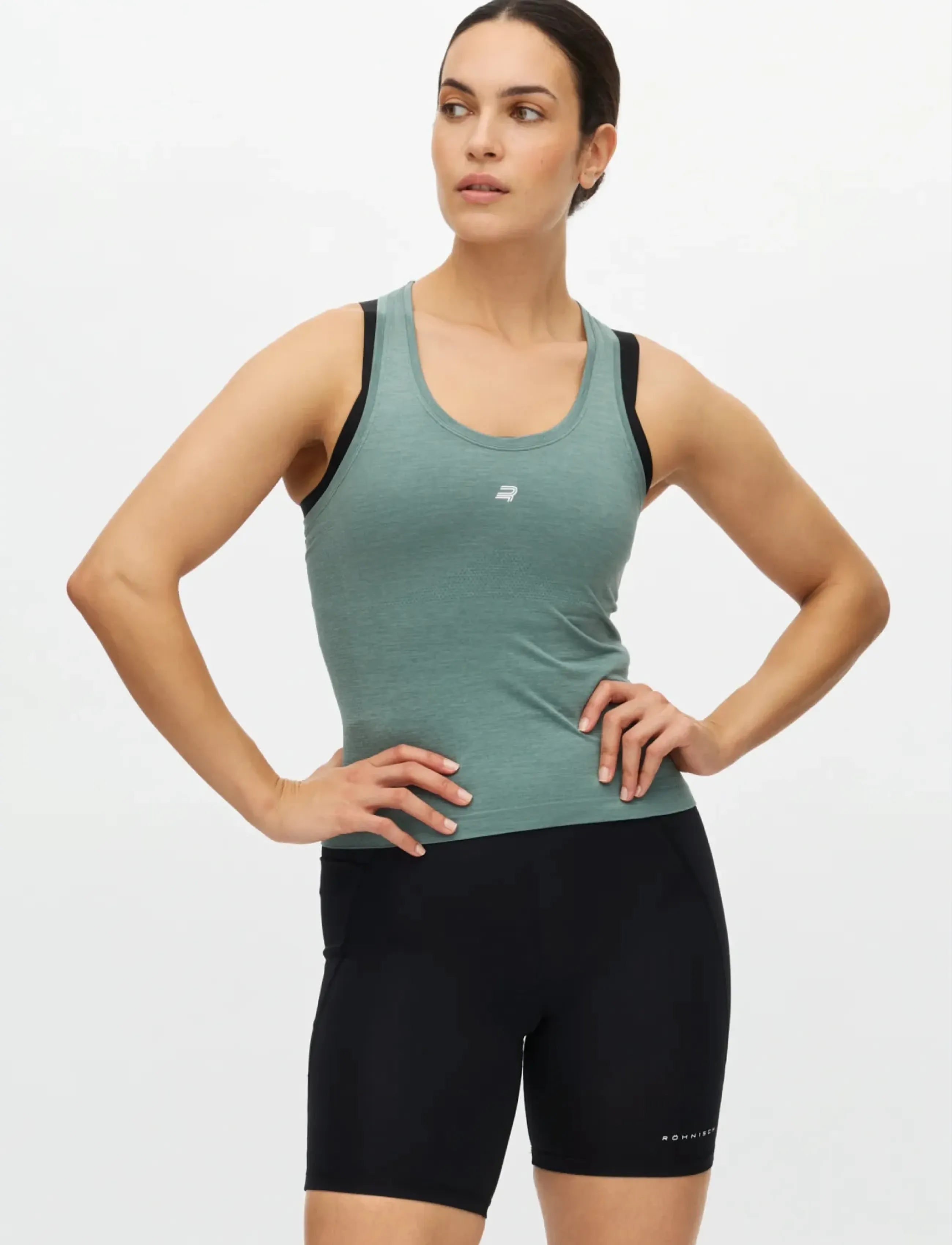 Röhnisch Seamless Flex Tank, XL, Khaki green, Sports Overdele & T-shirts > Sport Tank Overdele, Dame