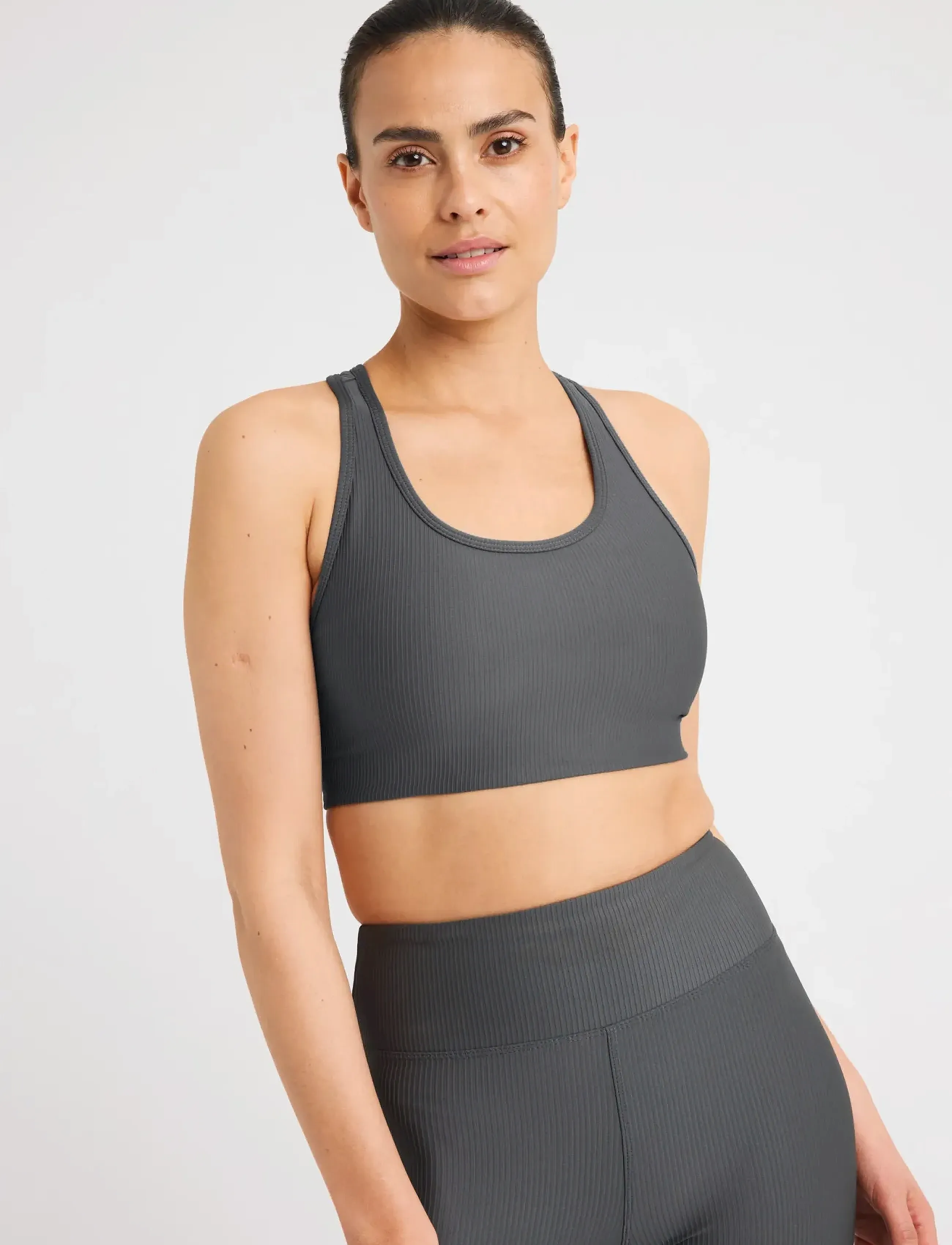 Röhnisch Ribbed R Sportsbra, Kvinder, Ribbet Sports-BH, Grå, Str: S