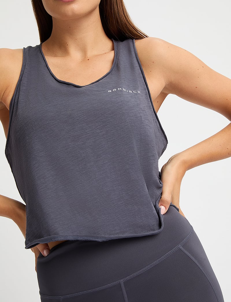 Röhnisch - Slub Cropped Tank - dk grey plum - 0