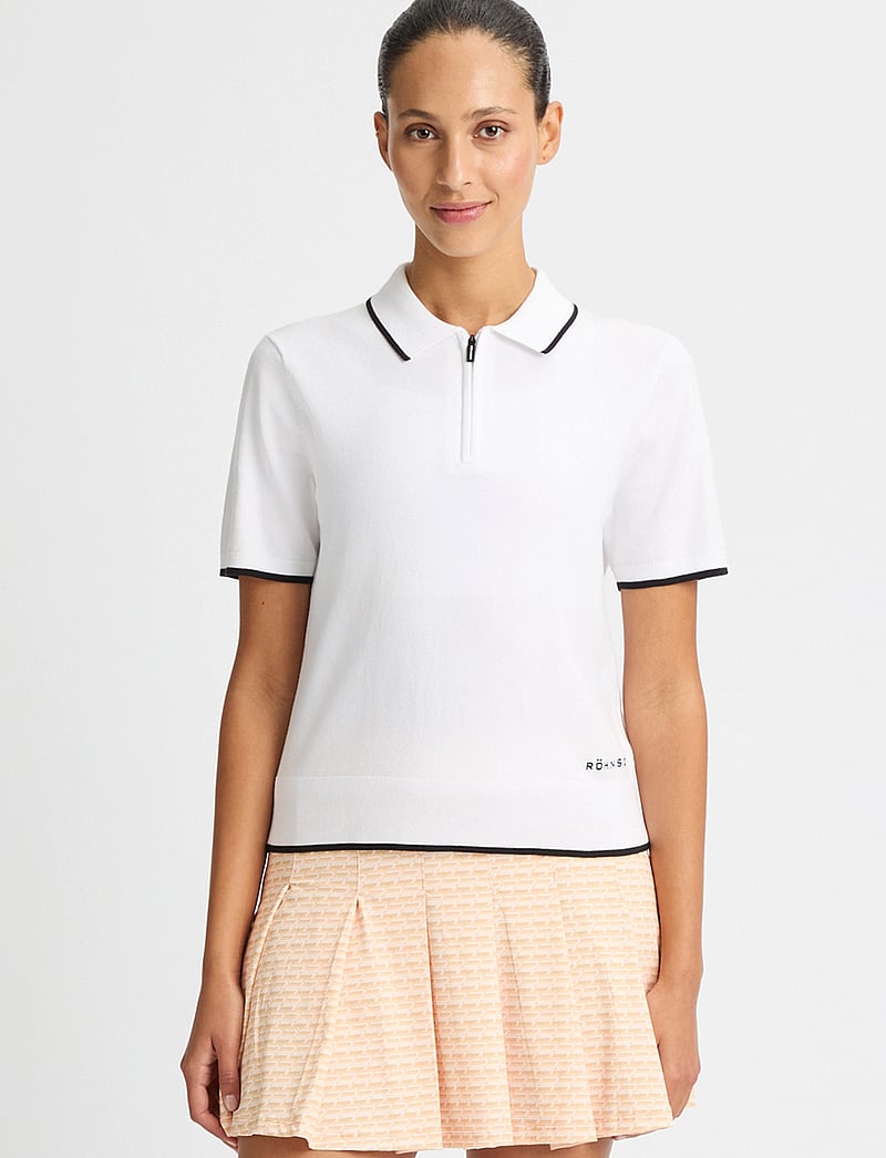 Röhnisch - Knitted Polo Top - palaidinės ir marškinėliai - white - 0