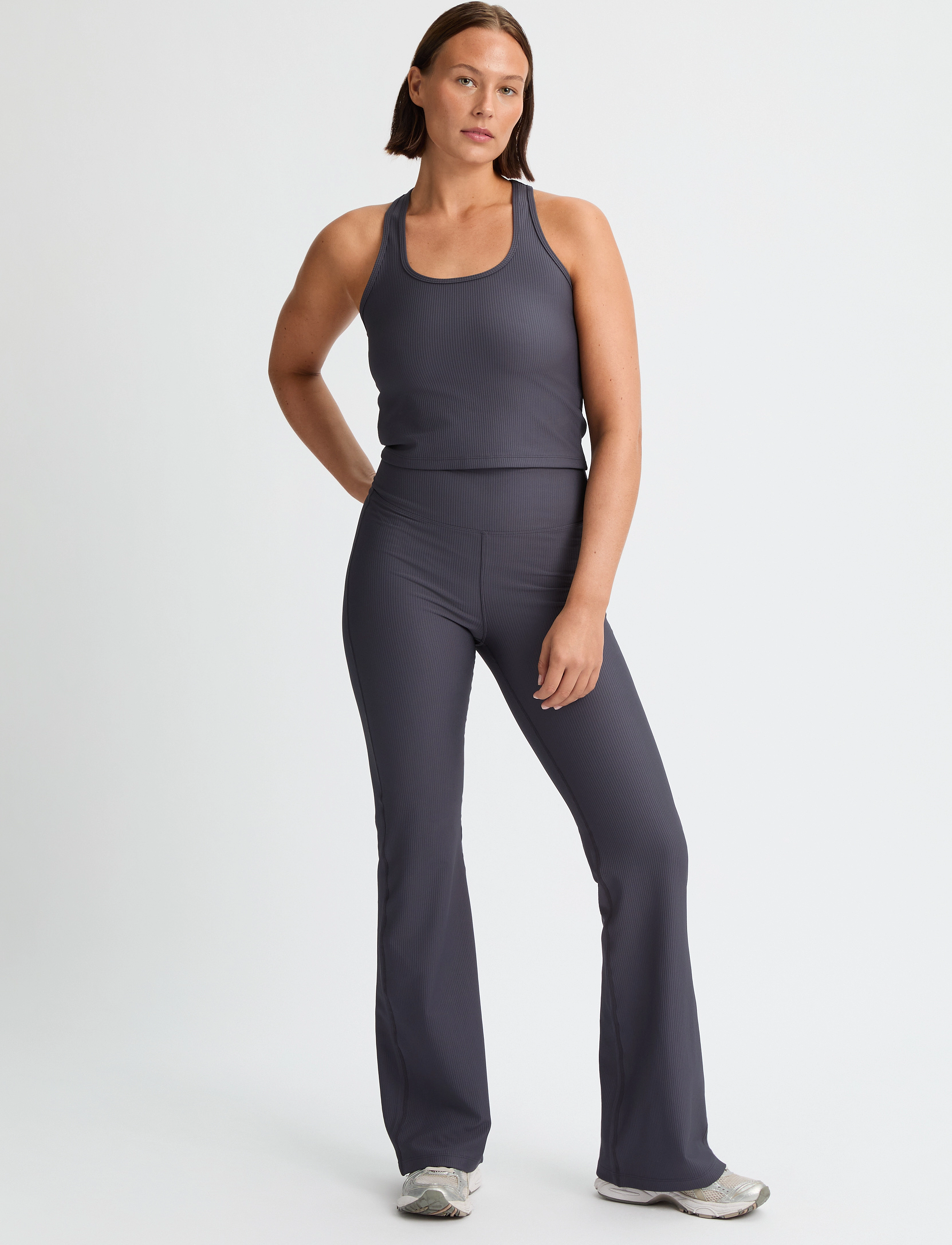 Röhnisch - Ribbed R Flare HW Tight - volle länge - dk grey plum - 4