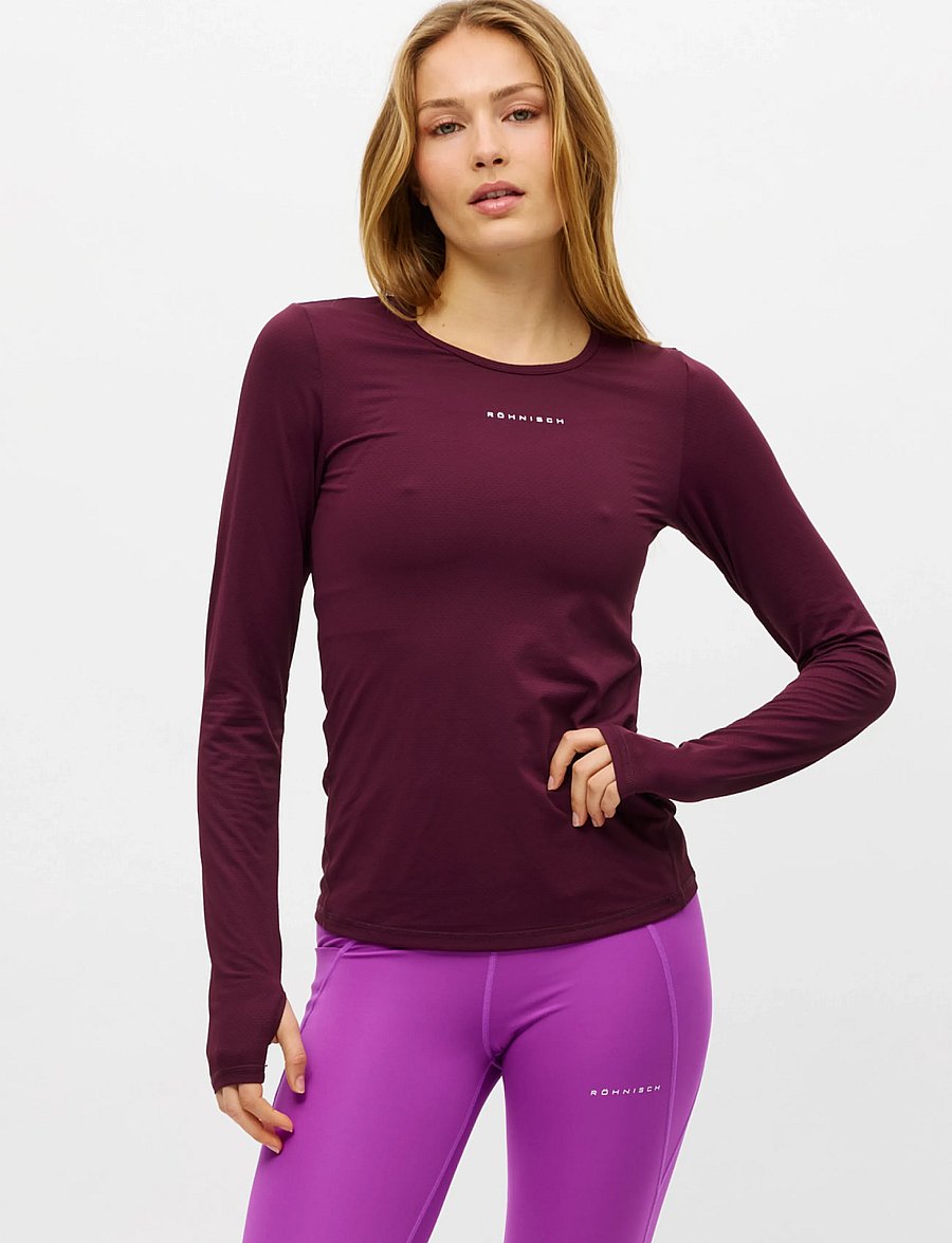 Röhnisch - Jacquard LS Top - långärmade tröjor - winetasting - 0