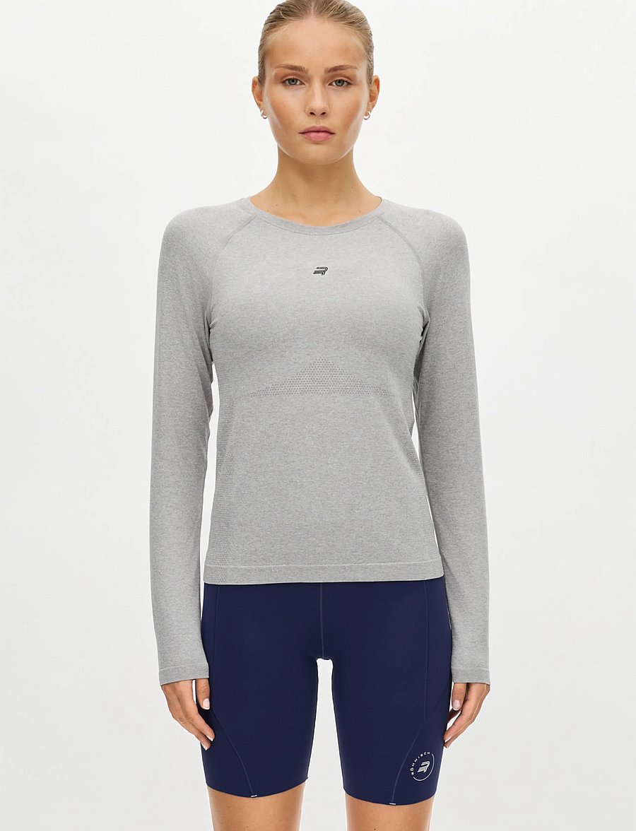 Röhnisch - Seamless Flex Long Sleeve - langærmede t-shirts - grey melange - 0