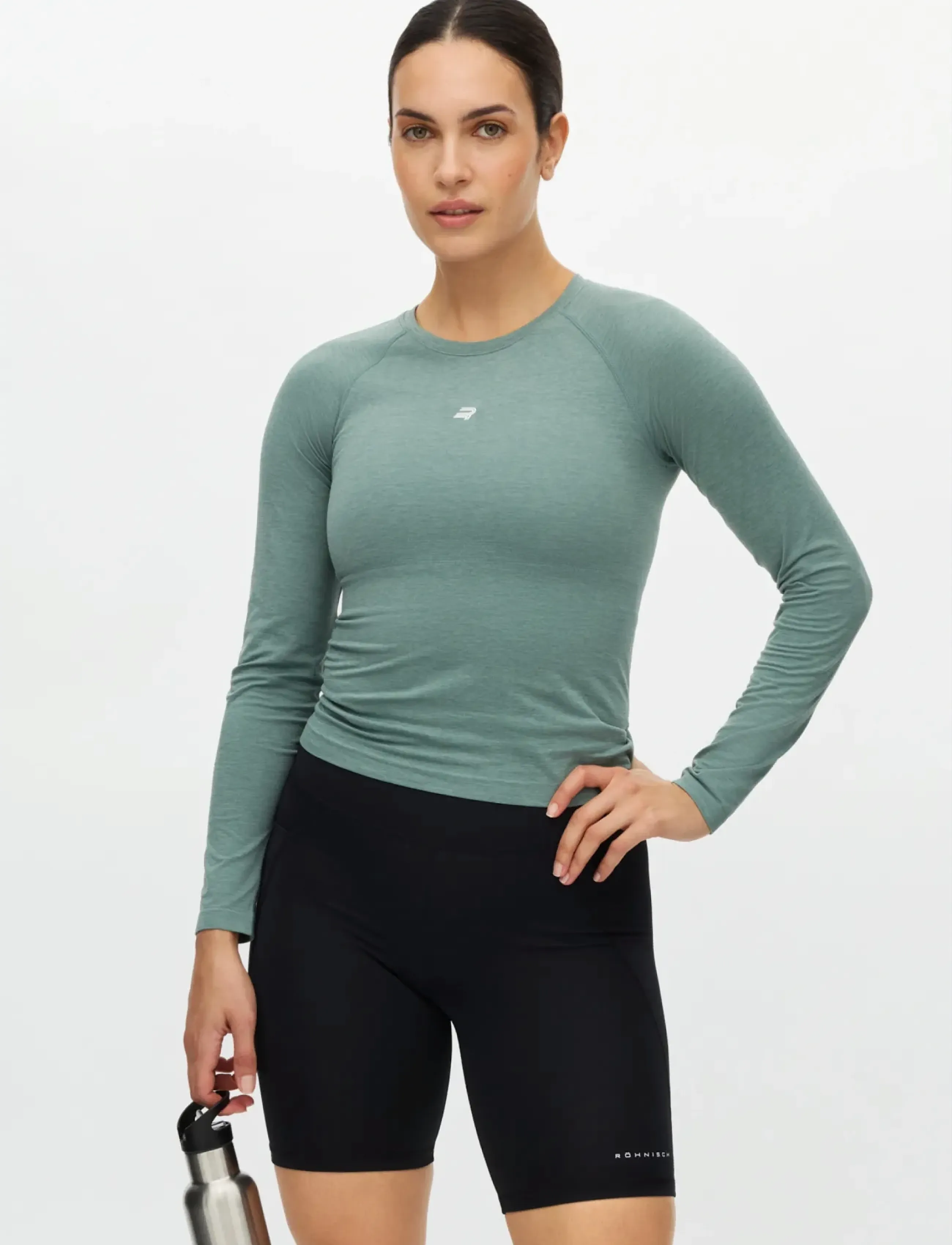 Röhnisch Seamless Flex Long Sleeve, XL, Green, Sports Overdele & T-shirts > Sport Long Sleeve Overdele, Dame