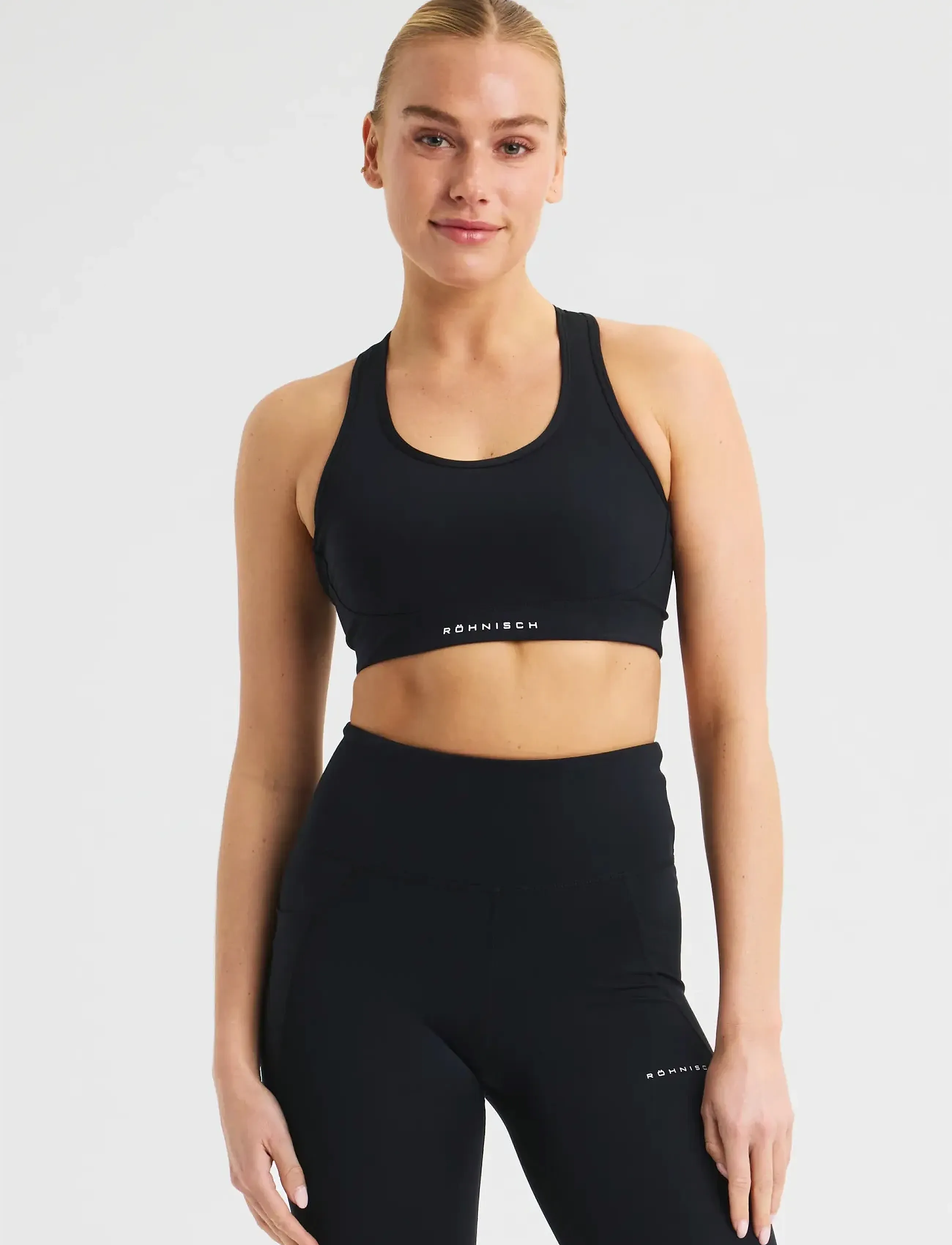 Röhnisch Flattering Mesh Sportsbra, L, Black, Sport Clothing > Sport Bras - All, Dame
