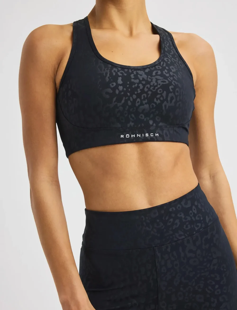 Röhnisch - Flattering Mesh Sportsbra - starker halt - leo emboss black - 0