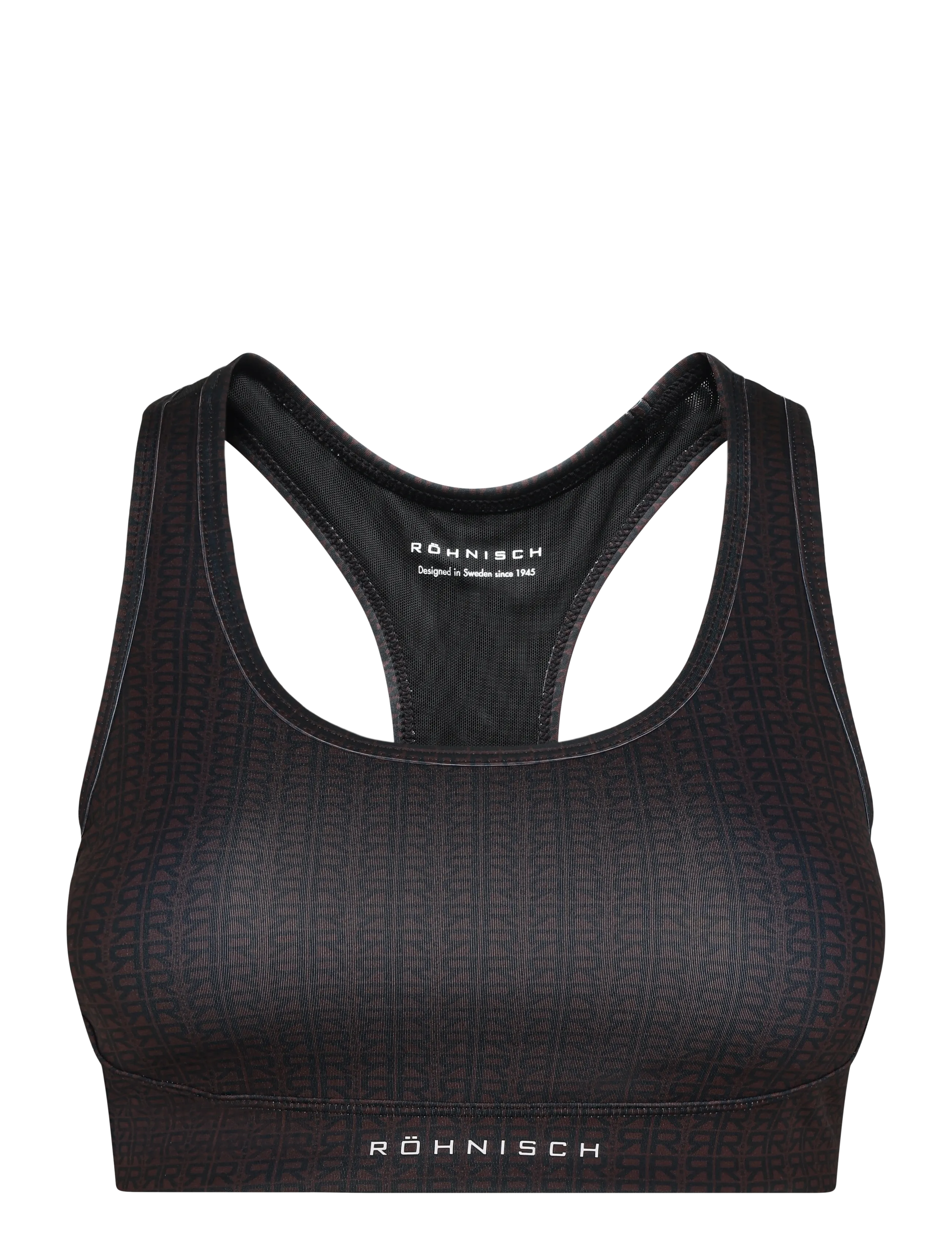 Röhnisch - Flattering Mesh Sportsbra - starker halt - typographic brown - 0