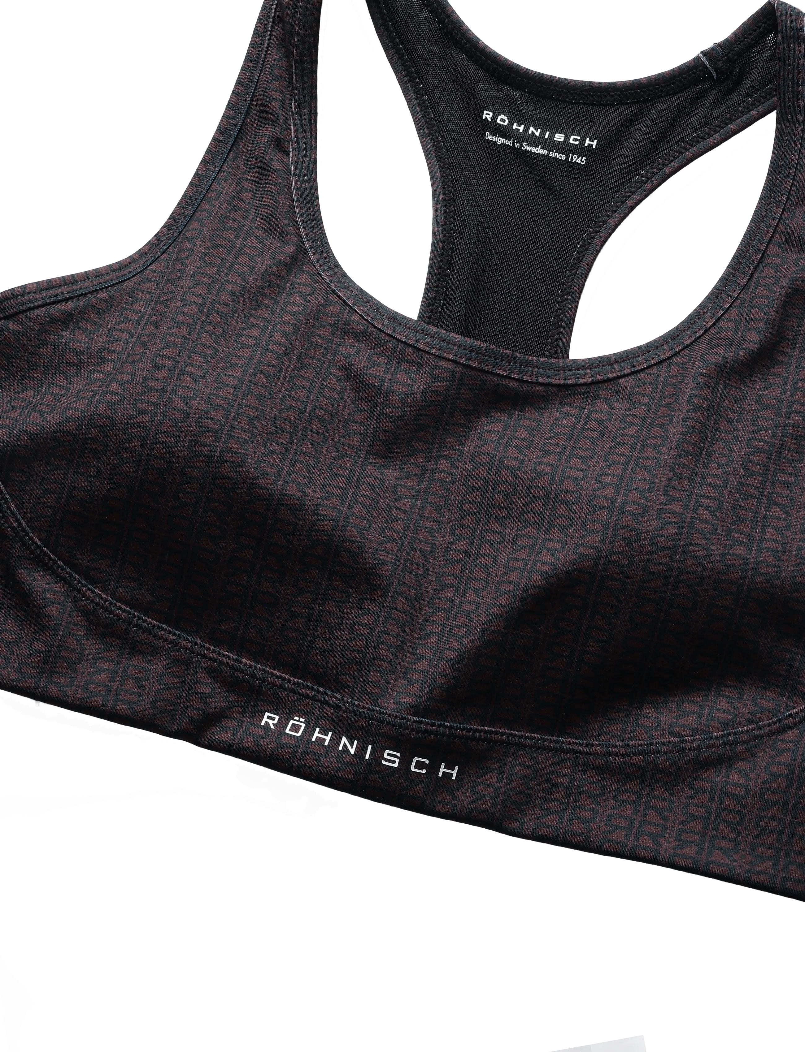 Röhnisch - Flattering Mesh Sportsbra - starker halt - typographic brown - 2