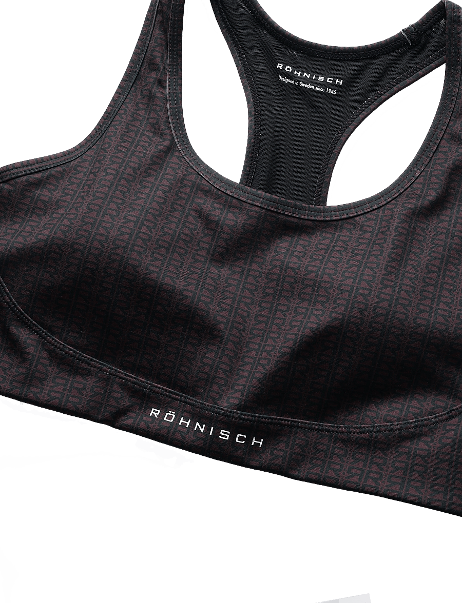 Röhnisch - Flattering Mesh Sportsbra - starker halt - typographic brown - 2