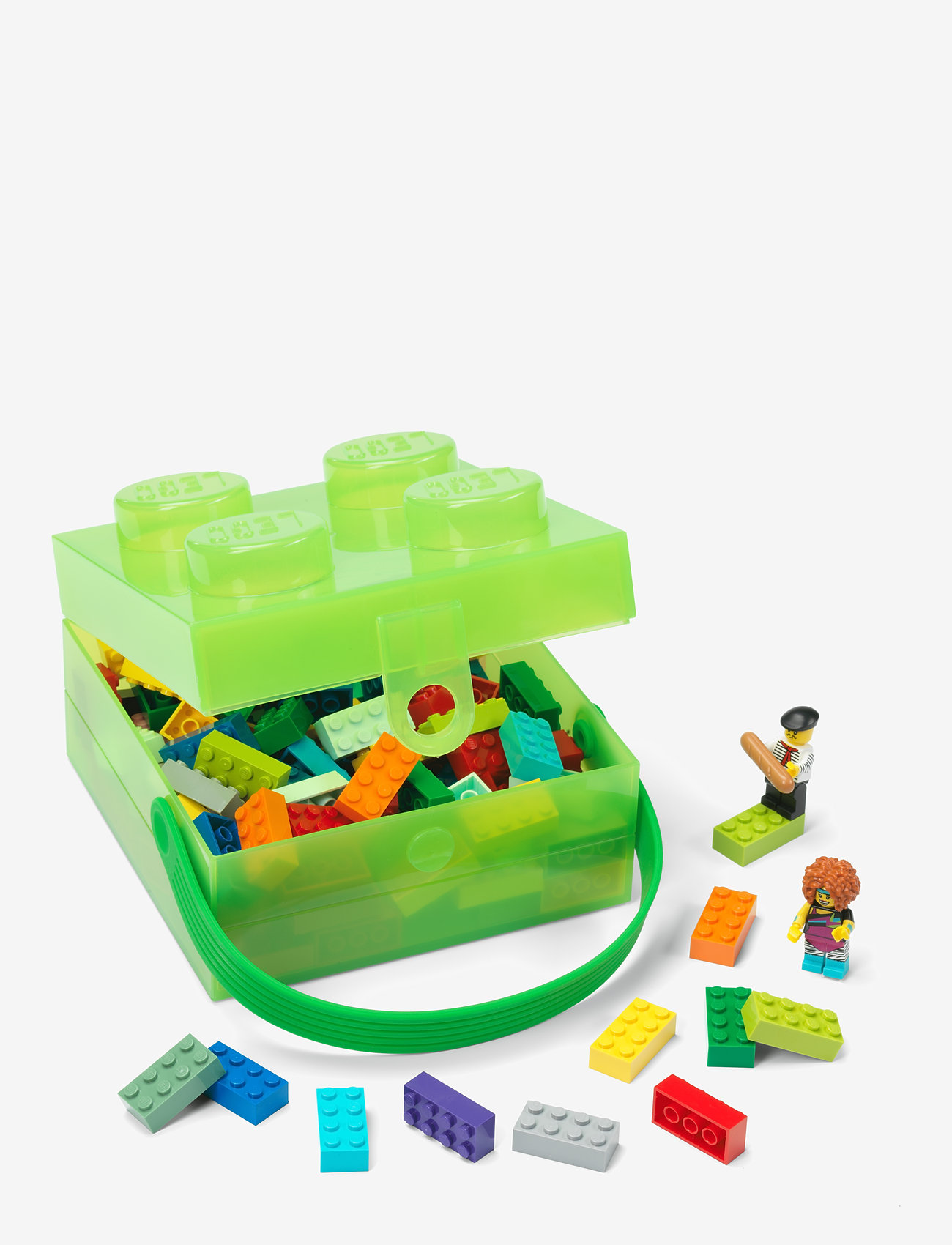 LEGO STORAGE - LEGO Box W. Handle Translucent Green - resa - translucent green - 1