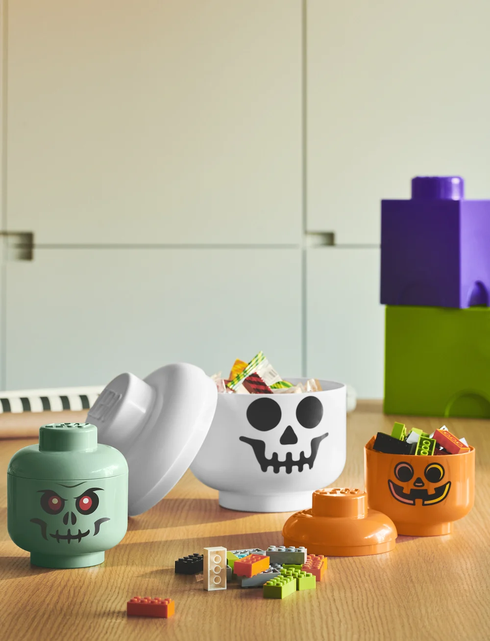 LEGO STORAGE - LEGO STORAGE HEAD (LARGE) - GREEN SKELETON - förvaringslådor - green skeleton - 0