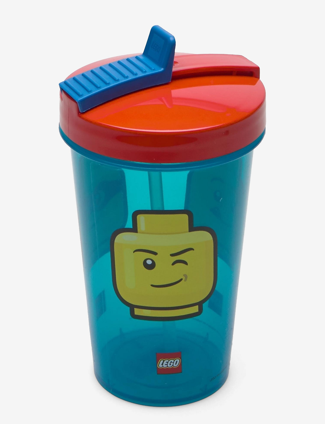 LEGO STORAGE - LEGO TUMBLER WITH STRAW ICONIC BOY - vandflasker - bright blue - 0