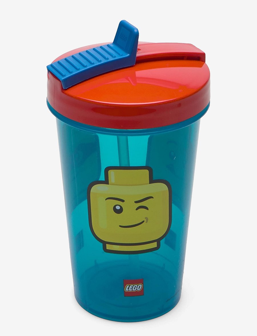 LEGO STORAGE - LEGO TUMBLER WITH STRAW ICONIC BOY - bright blue - 0