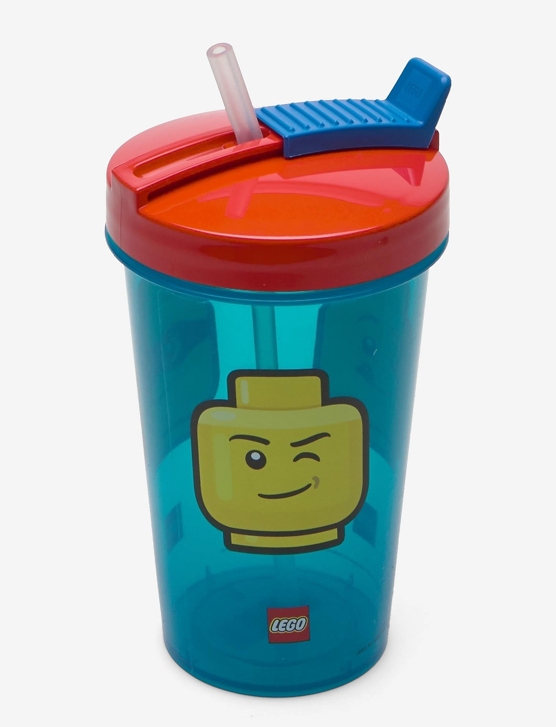 LEGO STORAGE - LEGO TUMBLER WITH STRAW ICONIC BOY - vandflasker - bright blue - 1