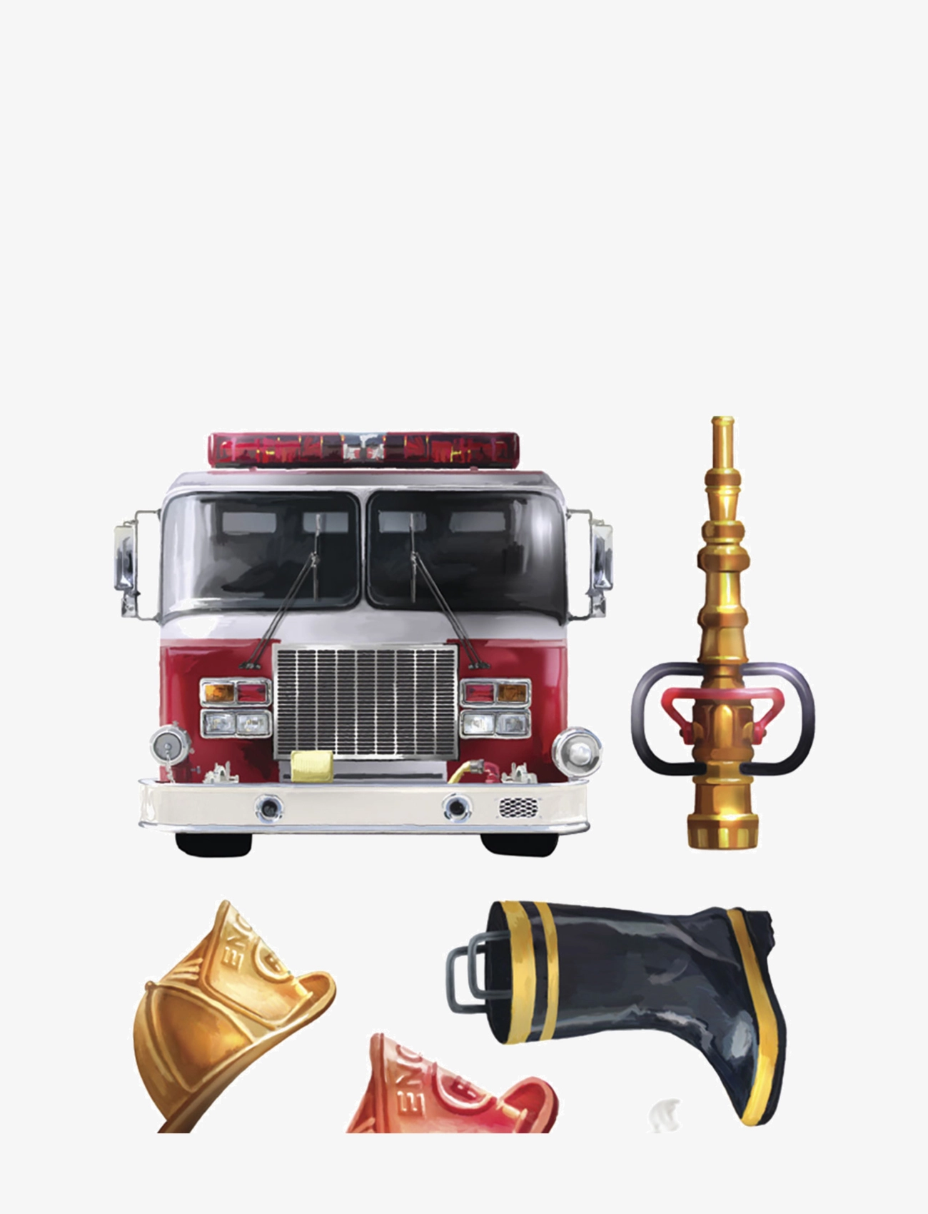 RoomMates Wallstickers Fire Brigade/Fire Trucks, Køretøj, Rød, Str: ONE SIZE
