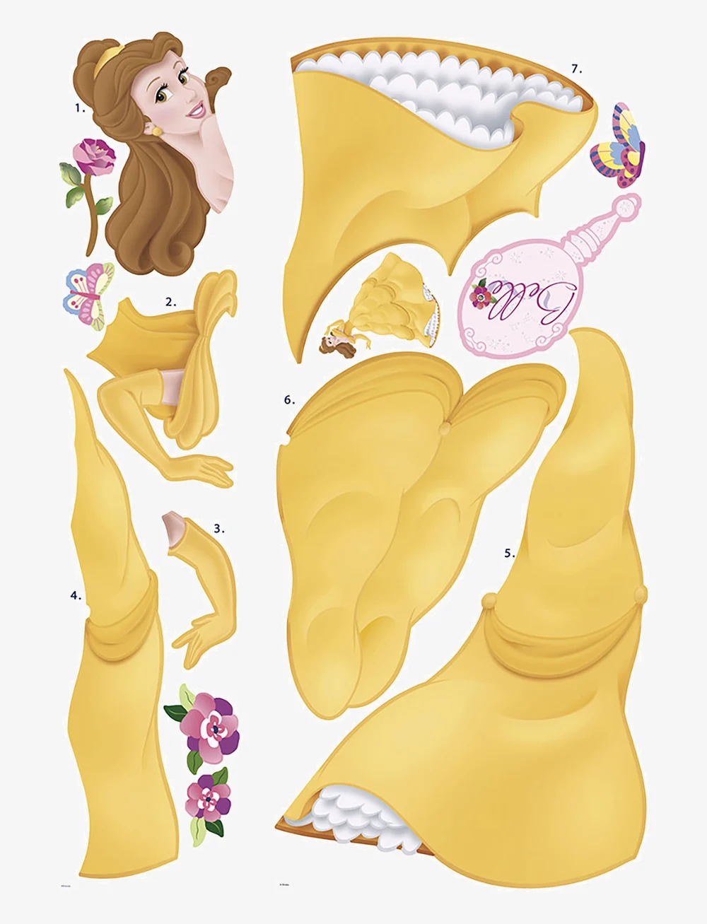 RoomMates - Wallstickers - Princess Belle - Gems Giant - wandtatoos - yellow - 1