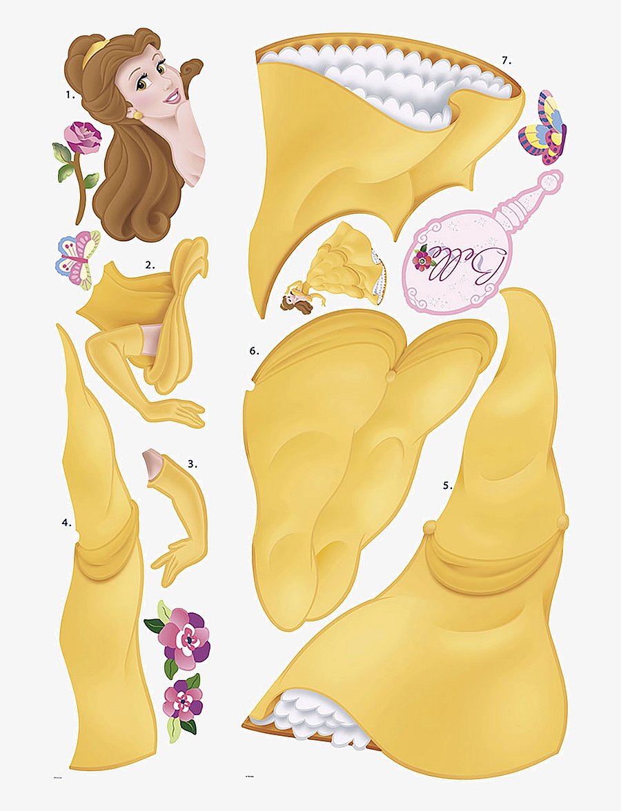RoomMates - Wallstickers - Princess Belle - Gems Giant - seinakleebised - yellow - 1