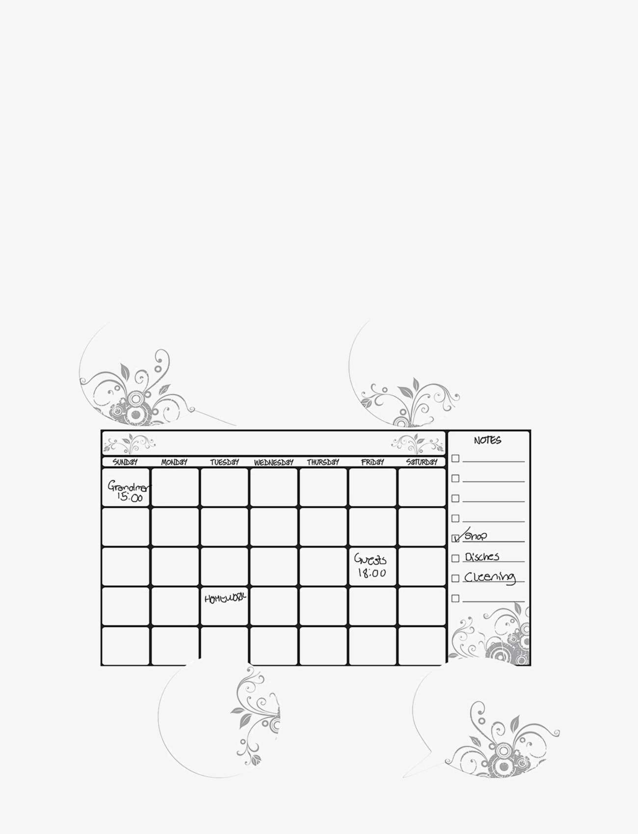 RoomMates Wallstickers Whiteboard Calendar, One Size, Kids Decor, Weiß - Wall Stickers, Kinder