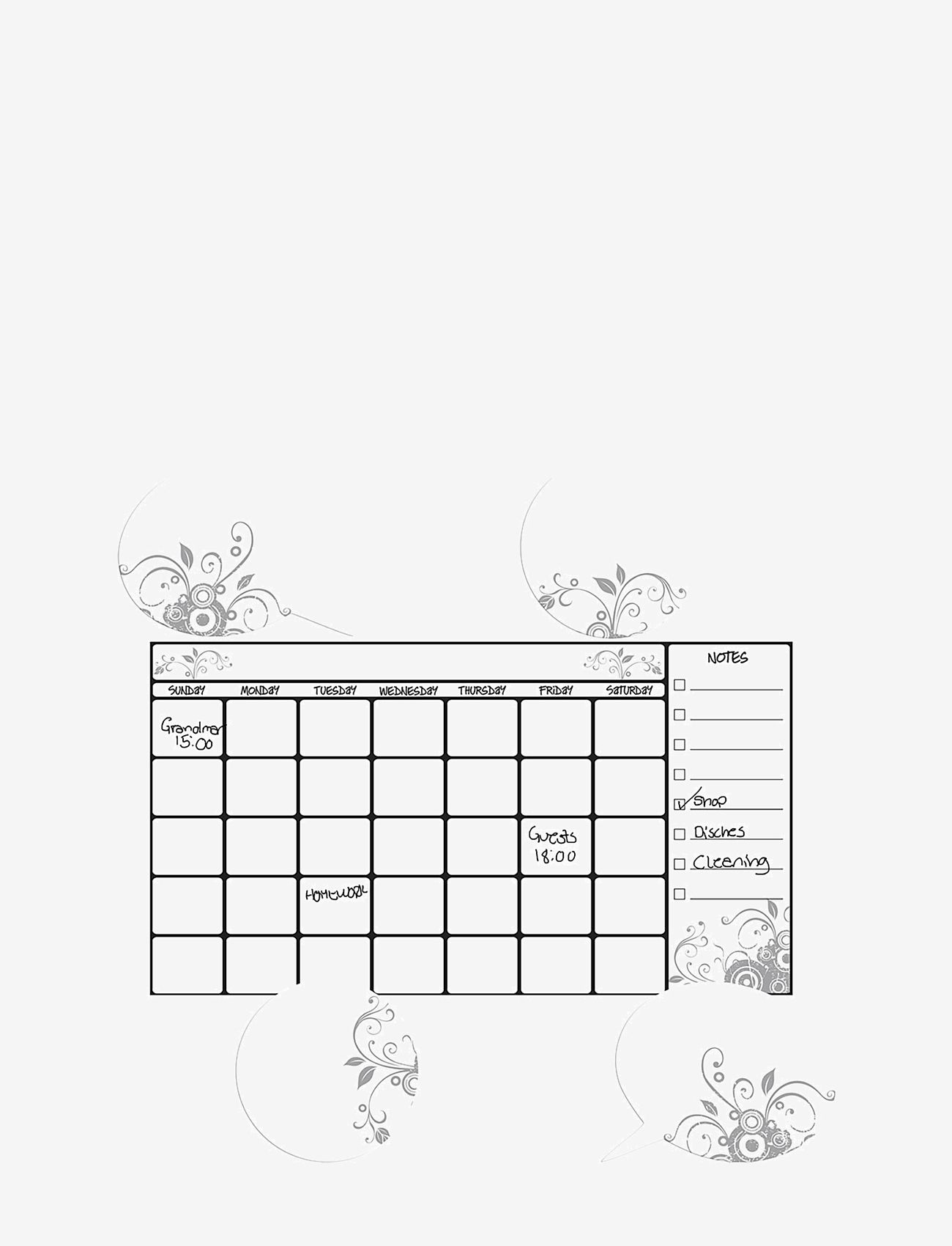 RoomMates - Wallstickers - Whiteboard Calendar - wall stickers - white - 0