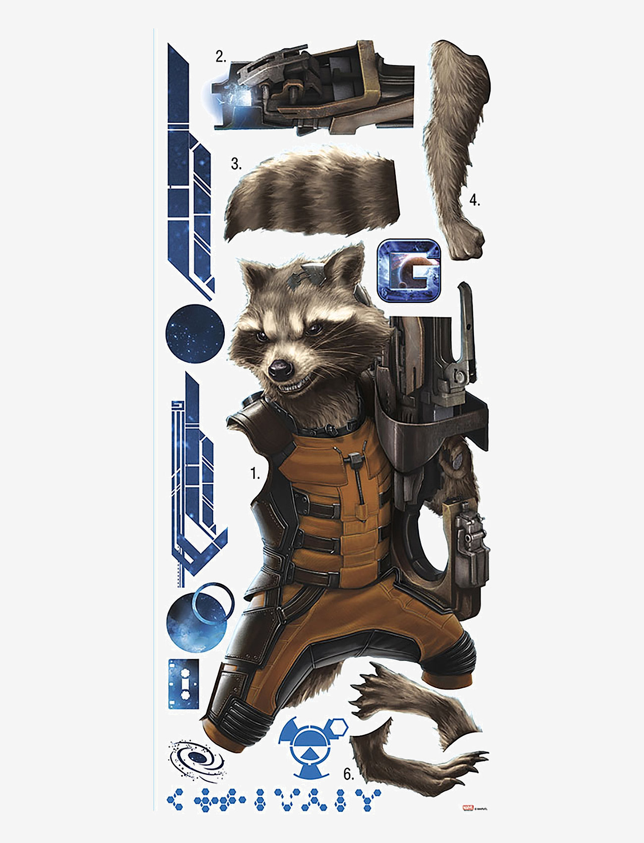 RoomMates - Wallstickers - Guardians of the Galaxy Raccoon - tiere - grey - 1