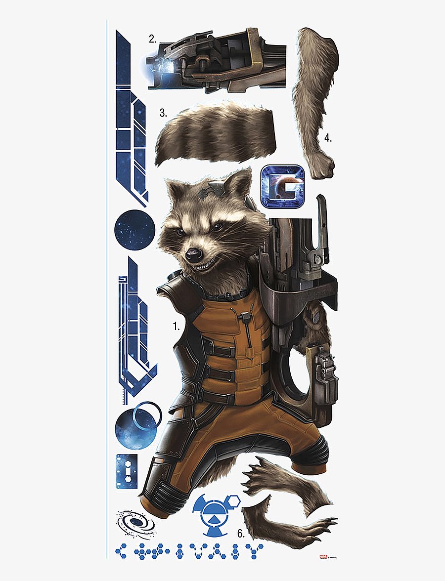 RoomMates - Wallstickers - Guardians of the Galaxy Raccoon - loomad - grey - 1
