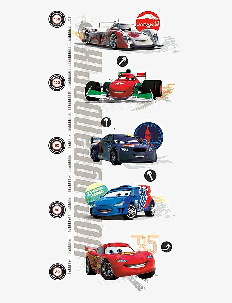 RoomMates - Wallstickers - Cars 2 - Growth Chart - sõidukid - multi - 0