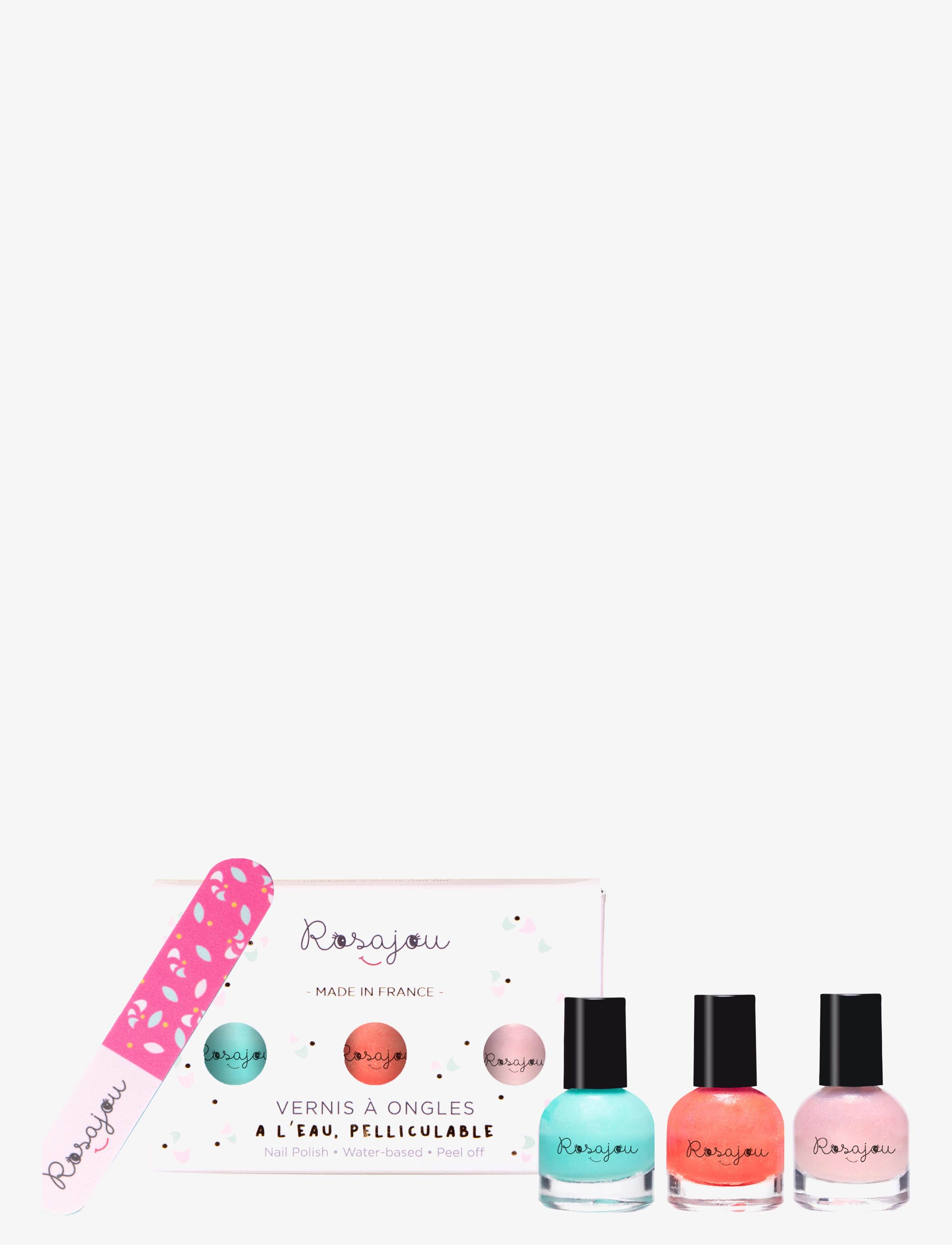 ROSAJOU - Nail polishes set + nail file - lagon x corail x ballerine - 1