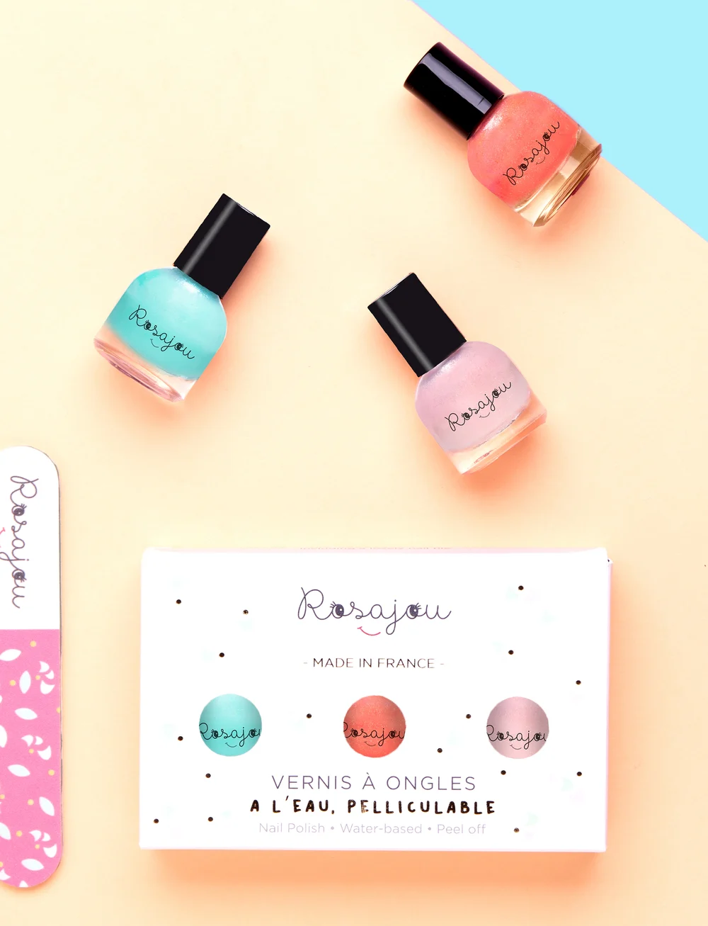 ROSAJOU - Nail polishes set + nail file - schminke - lagon x corail x ballerine - 0