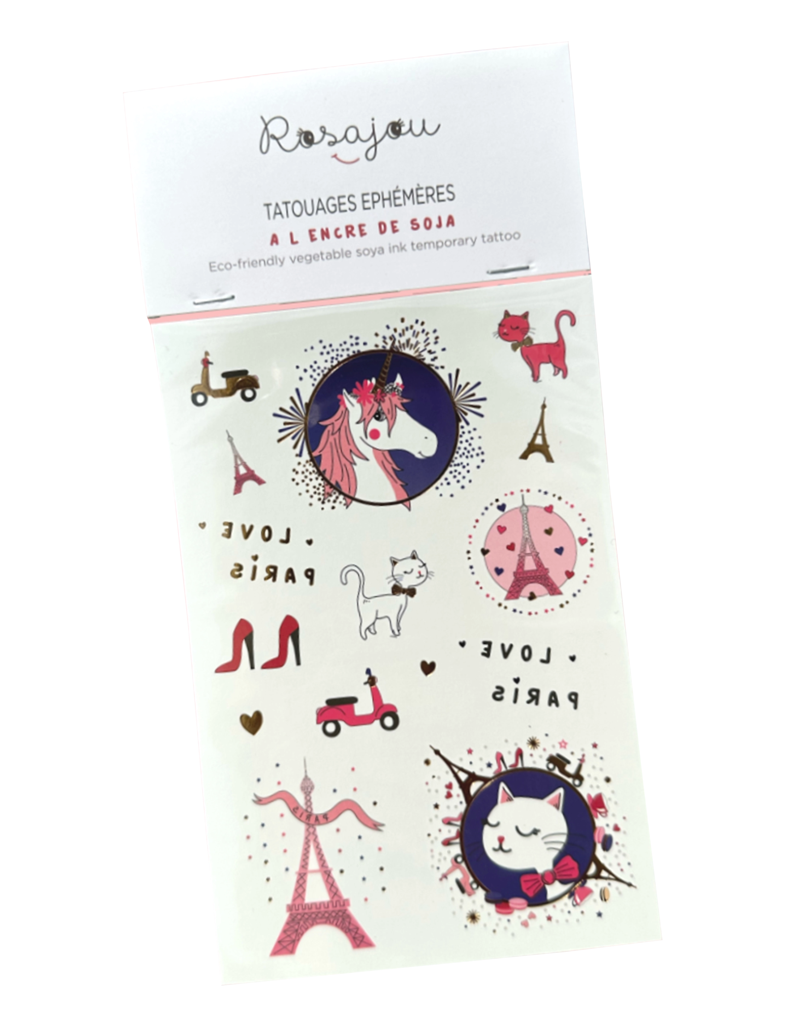 ROSAJOU Temporary Tattoos (Vegetable Soya Ink), One Size, Multi/patterned, Kostumer & Tilbehør > Makeup, Børn