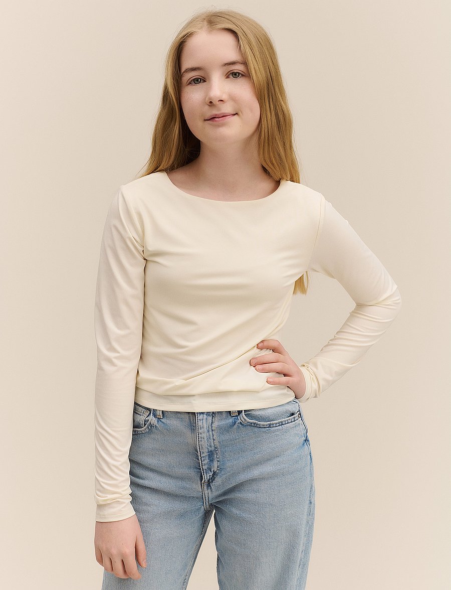 Rosemunde Kids - RKBillie Reversible LS Short T-shir - långärmade t-shirts - ivory - 0