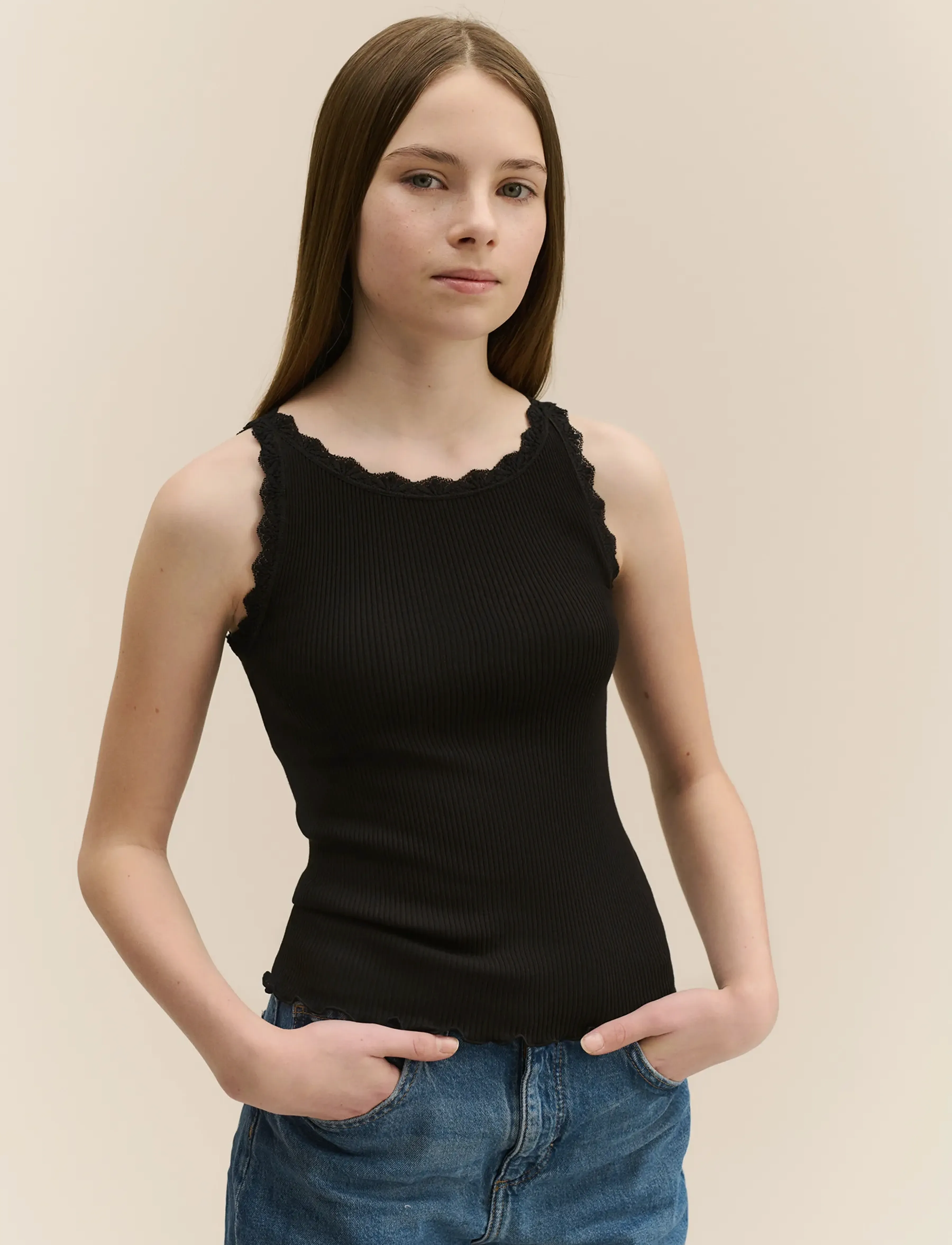 Rosemunde Kids - RKBalta Modal SL Lace Top - tanktops - black - 3
