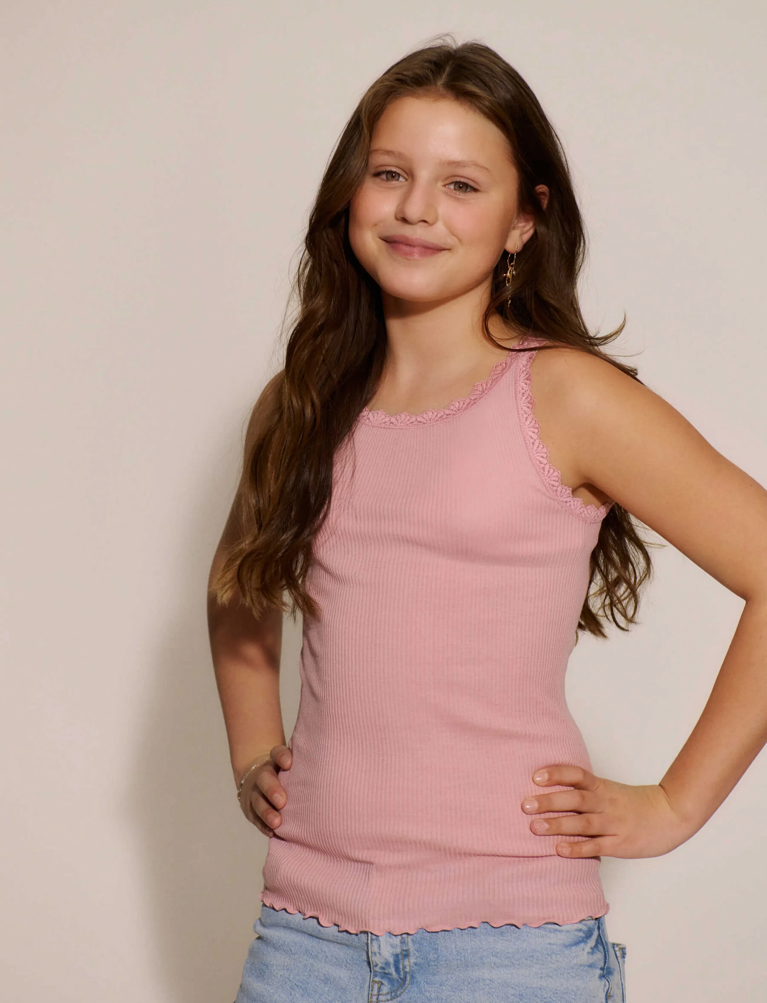 Rosemunde Kids - RKBalta Modal SL Lace Top - tanktops - ganache - 0