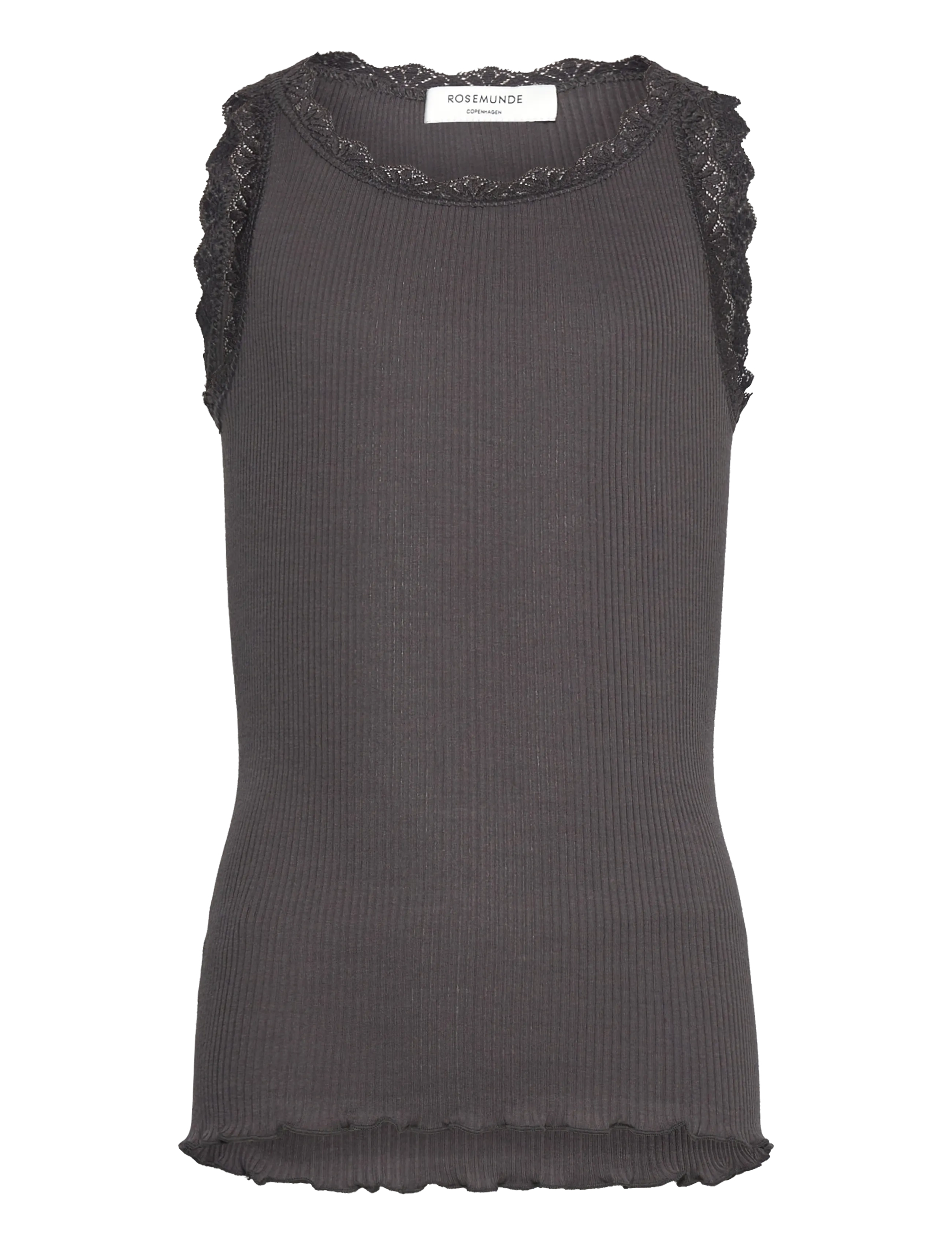 Rosemunde Kids Rkbalta Modal Sl Lace Top, 128, T-shirts, Grau - Sleeveless, Kinder