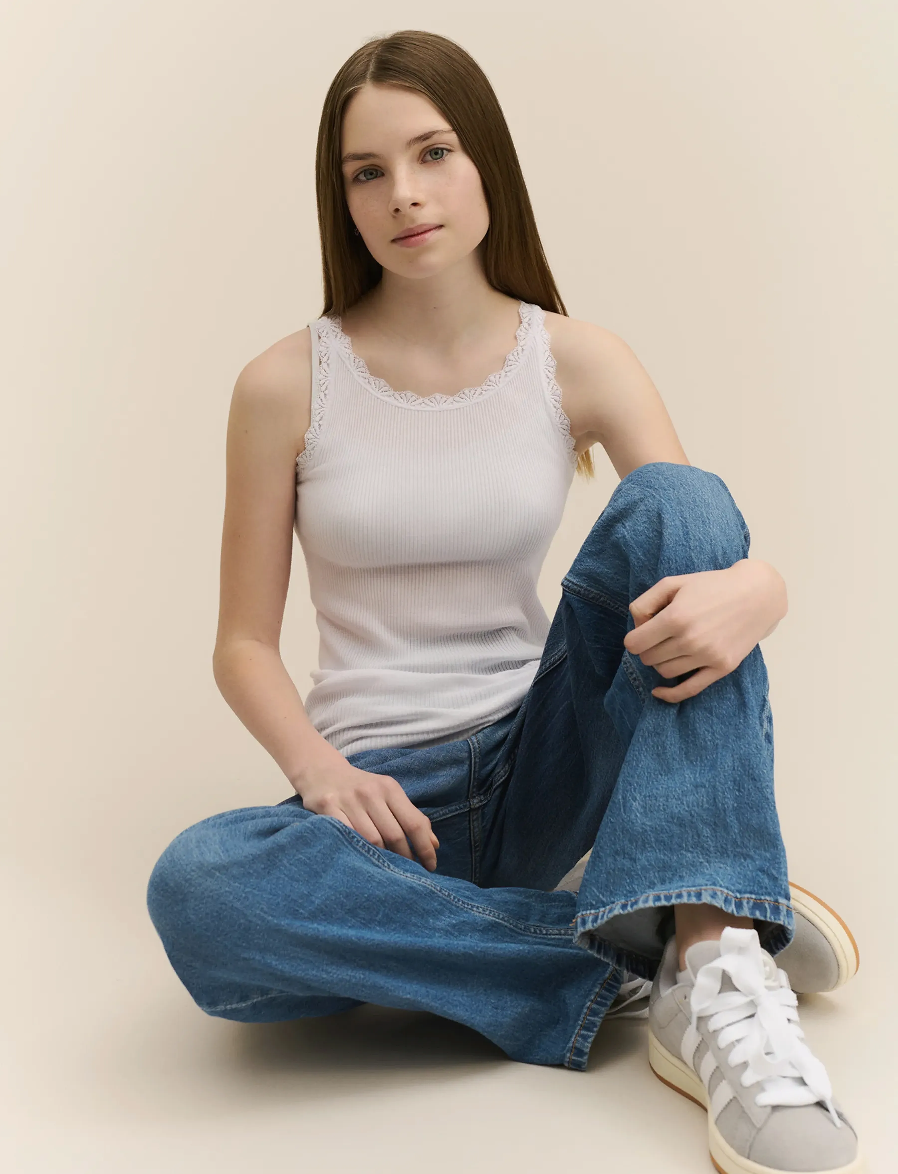 Rosemunde Kids RKBalta Modal SL Lace Top - Toppe og t-shirts - NEW WHITE / white