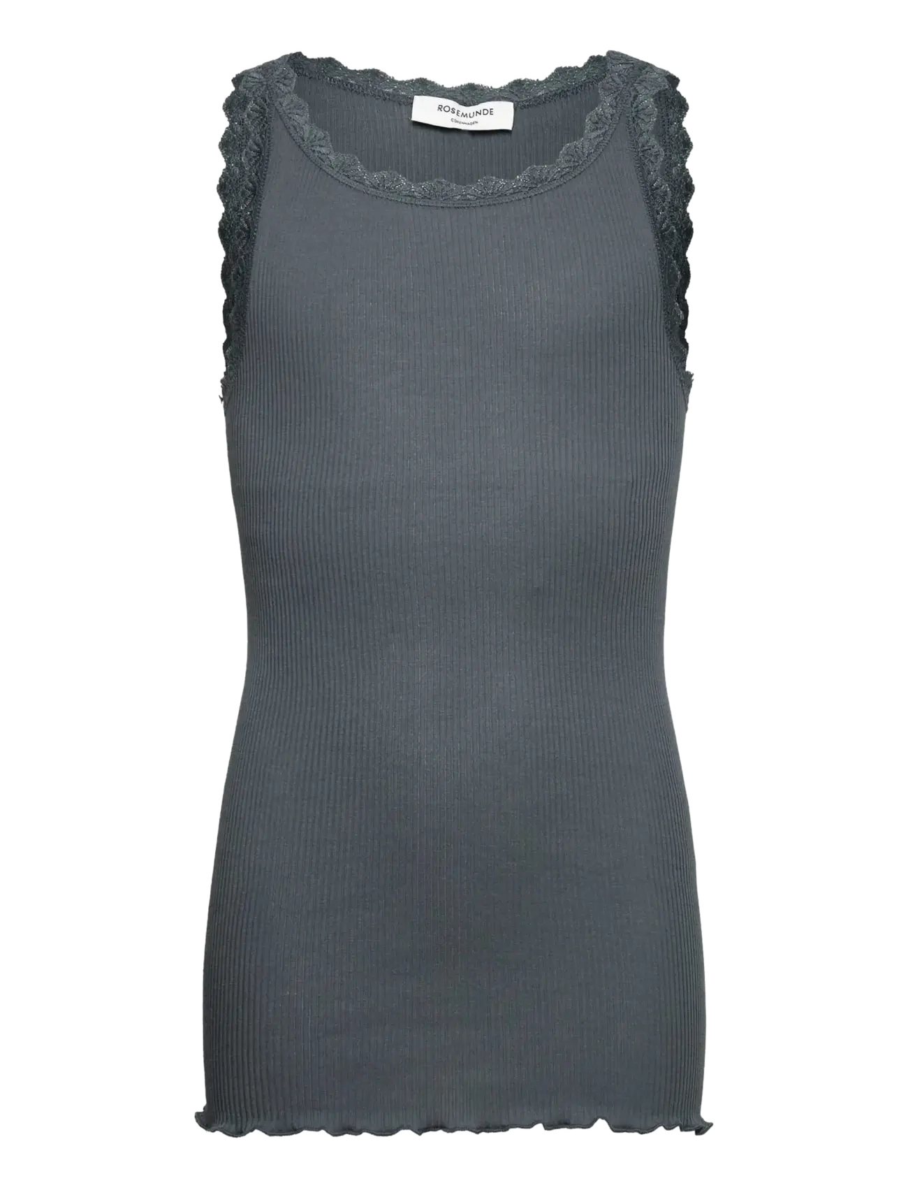 Rosemunde Kids Rkbalta Modal Sl Lace Top, 128, T-shirts, Grau - Sleeveless, Kinder