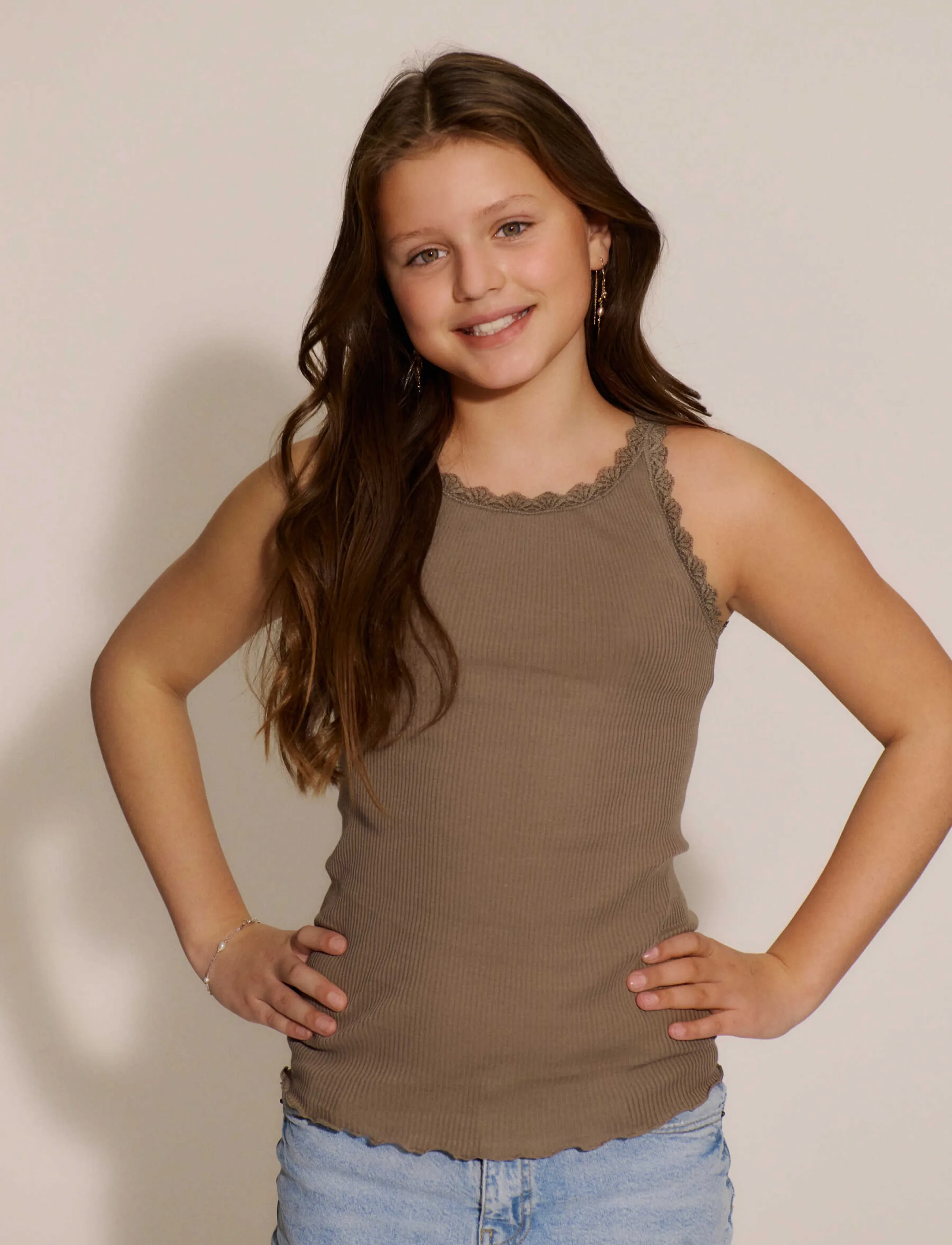 Rosemunde Kids - RKBalta Modal SL Lace Top - tanktops - walnut - 0