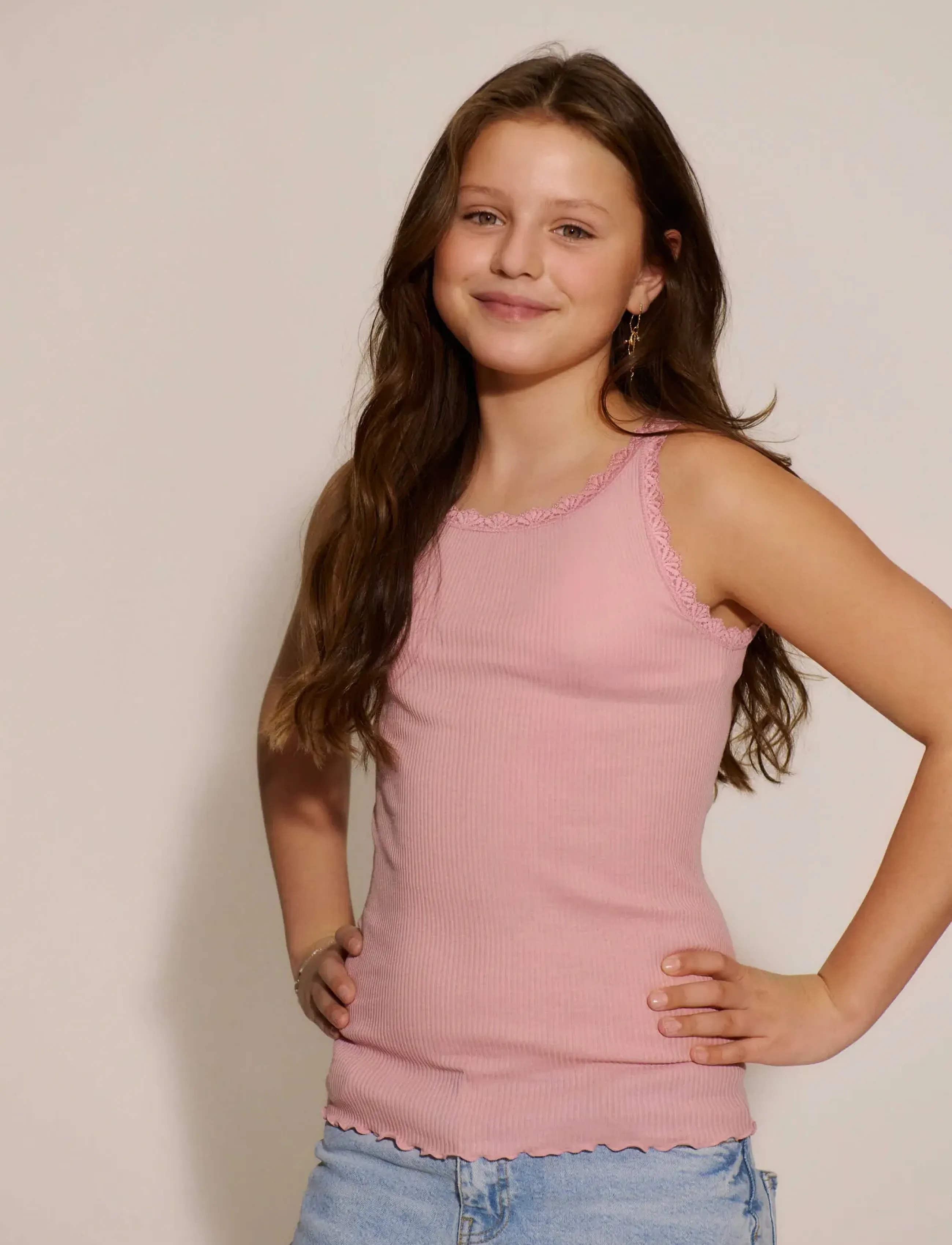 Rosemunde Kids - RKBalta Modal SL Lace Top - tanktops - zephyr - 0