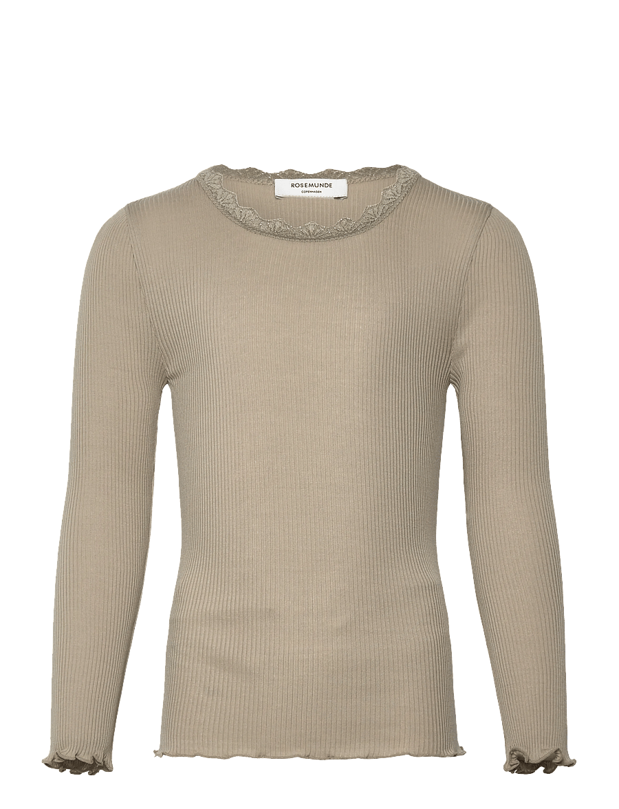 Rosemunde Kids - RKBalta Modal LS Lace T-shirt - t-shirts à manches longues - abbey stone - 0
